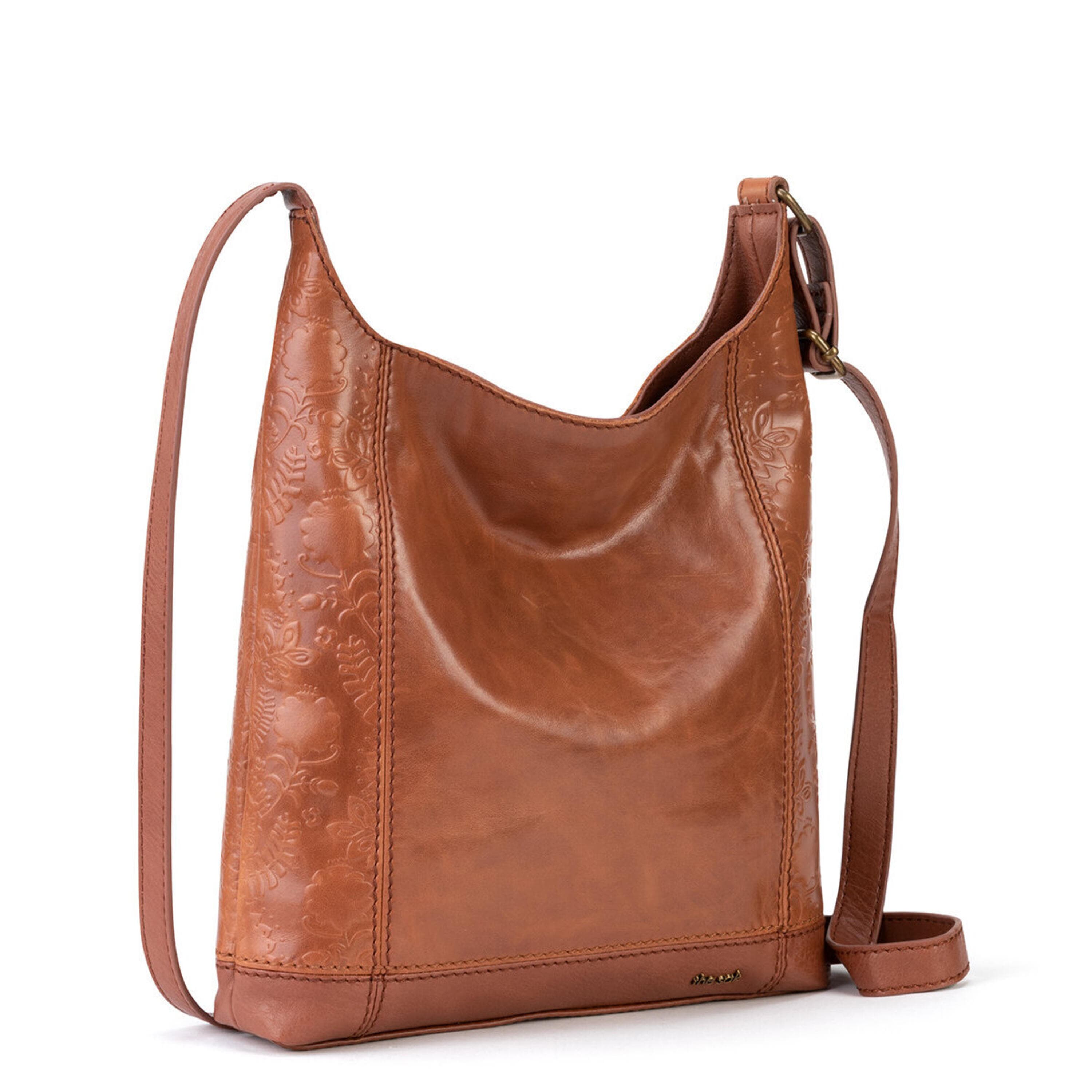 The Sak De Young Crossbody - Leather - Tobacco Floral Embossed