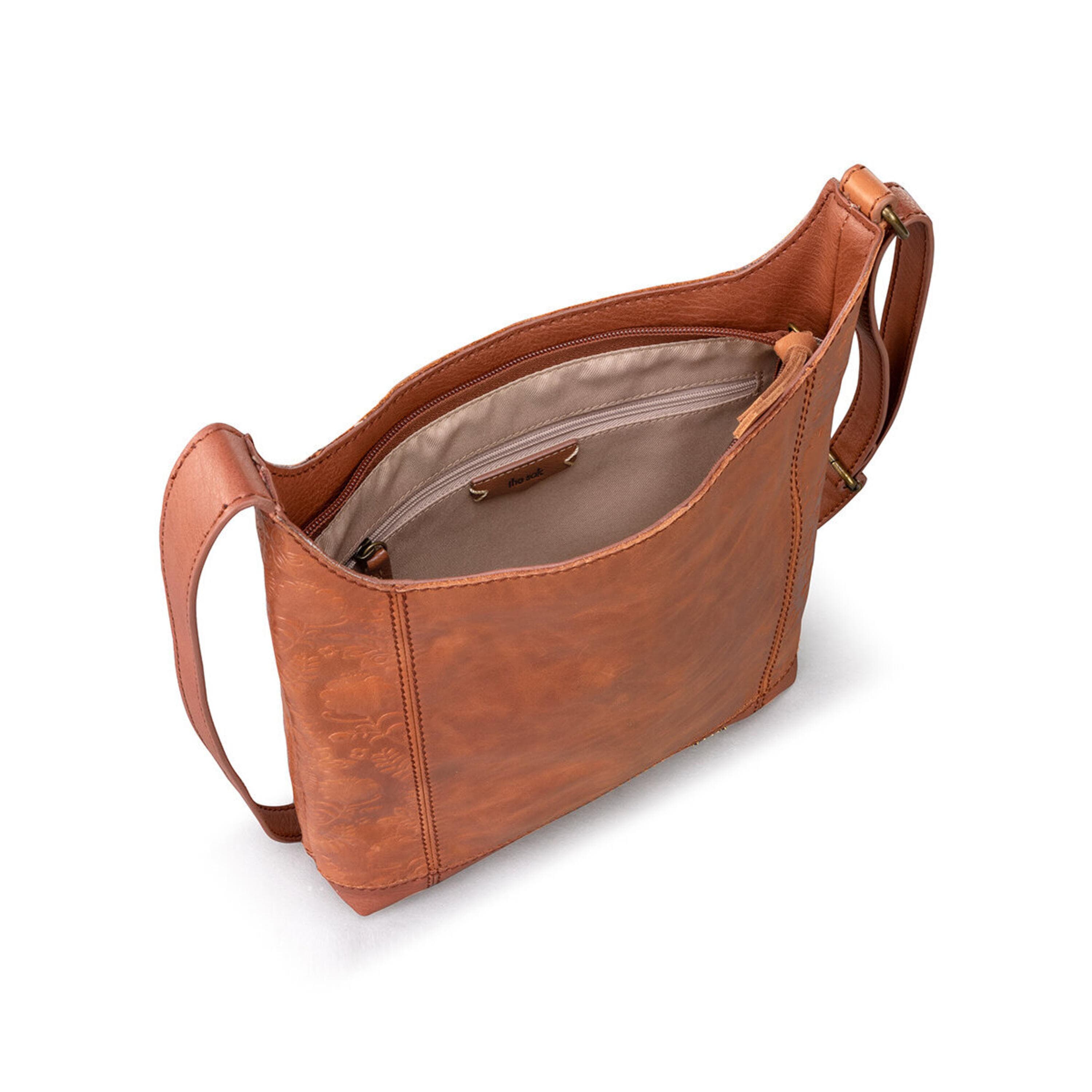 The Sak De Young Crossbody - Leather - Tobacco Floral Embossed