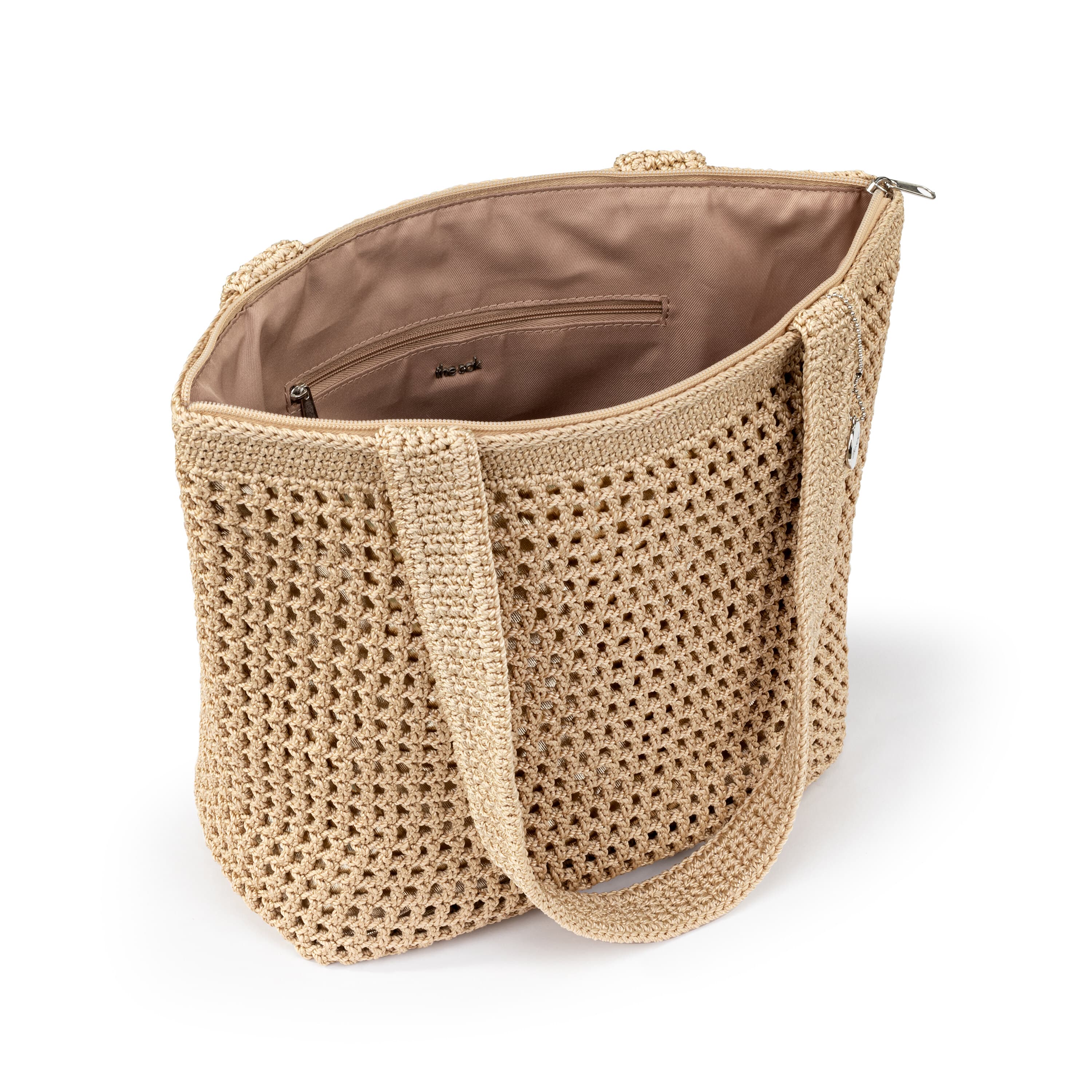 Casual Classics Tote - Hand Crochet - Bamboo With Gold