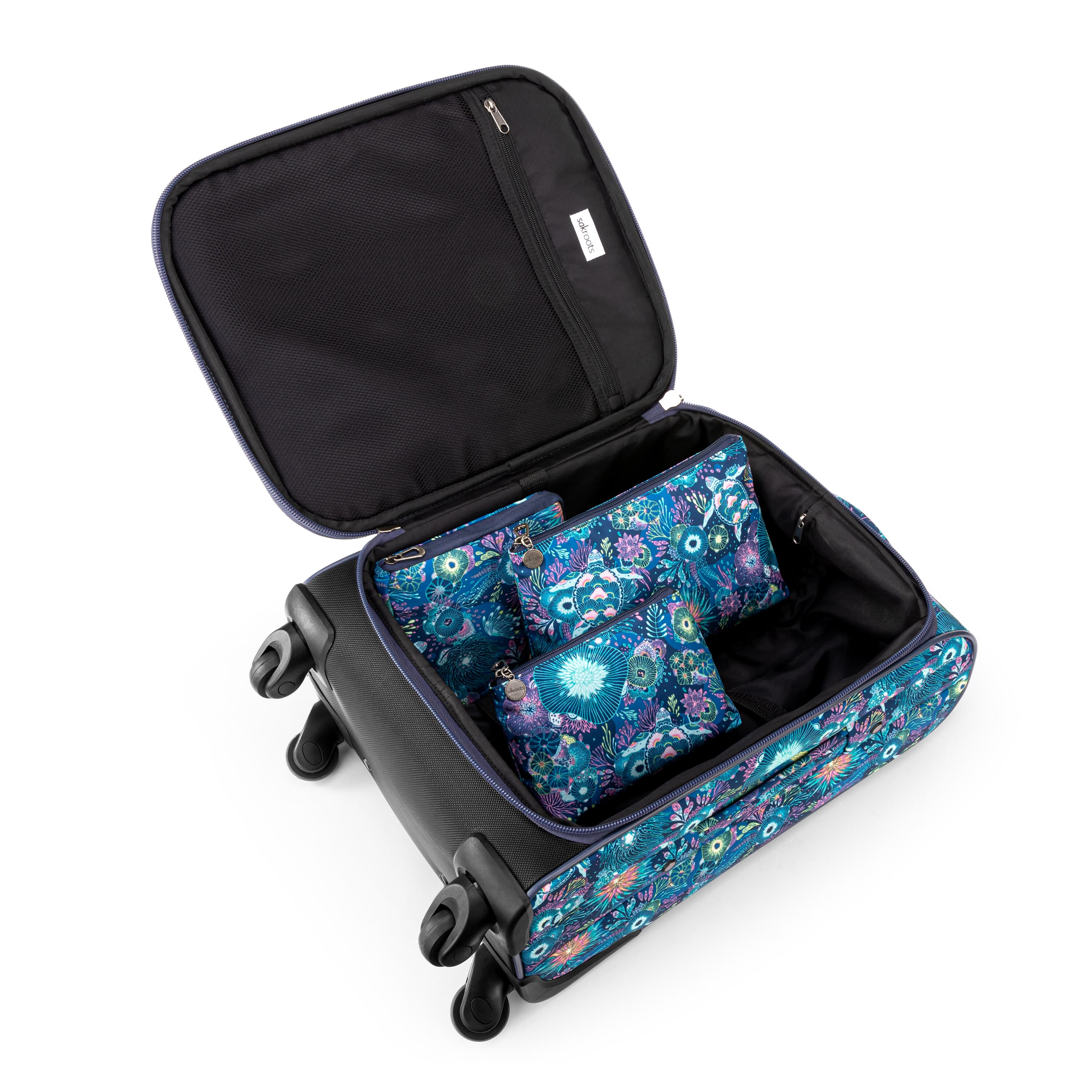 On The Go 21" Spinner Luggage Bundle - EcoTwill - Royal Blue Seascape