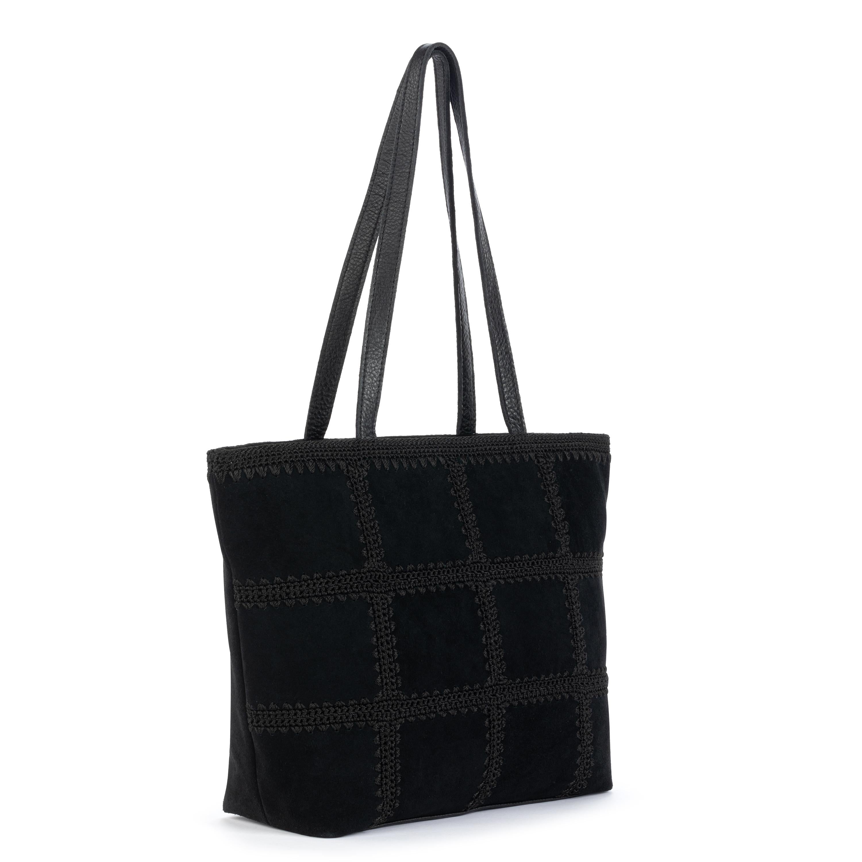 The Sak Metro Tote - Leather - Black Suede Patch