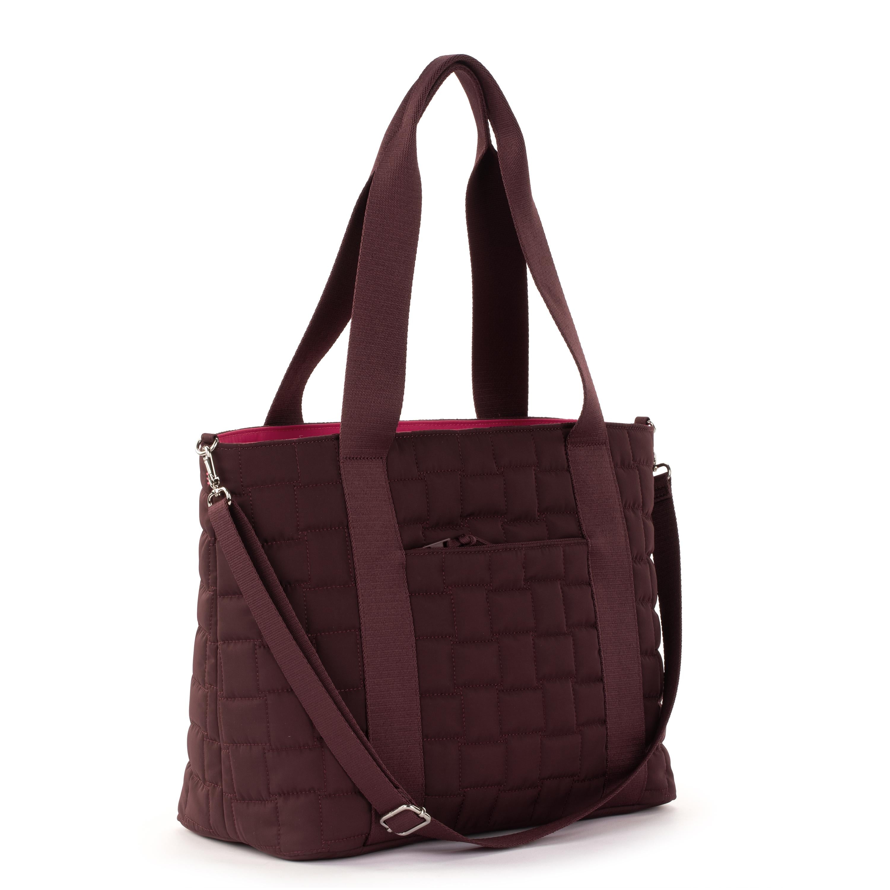 The Sak Arlo Large Tote - Ecotwill - Black Cherry Woven Quilted