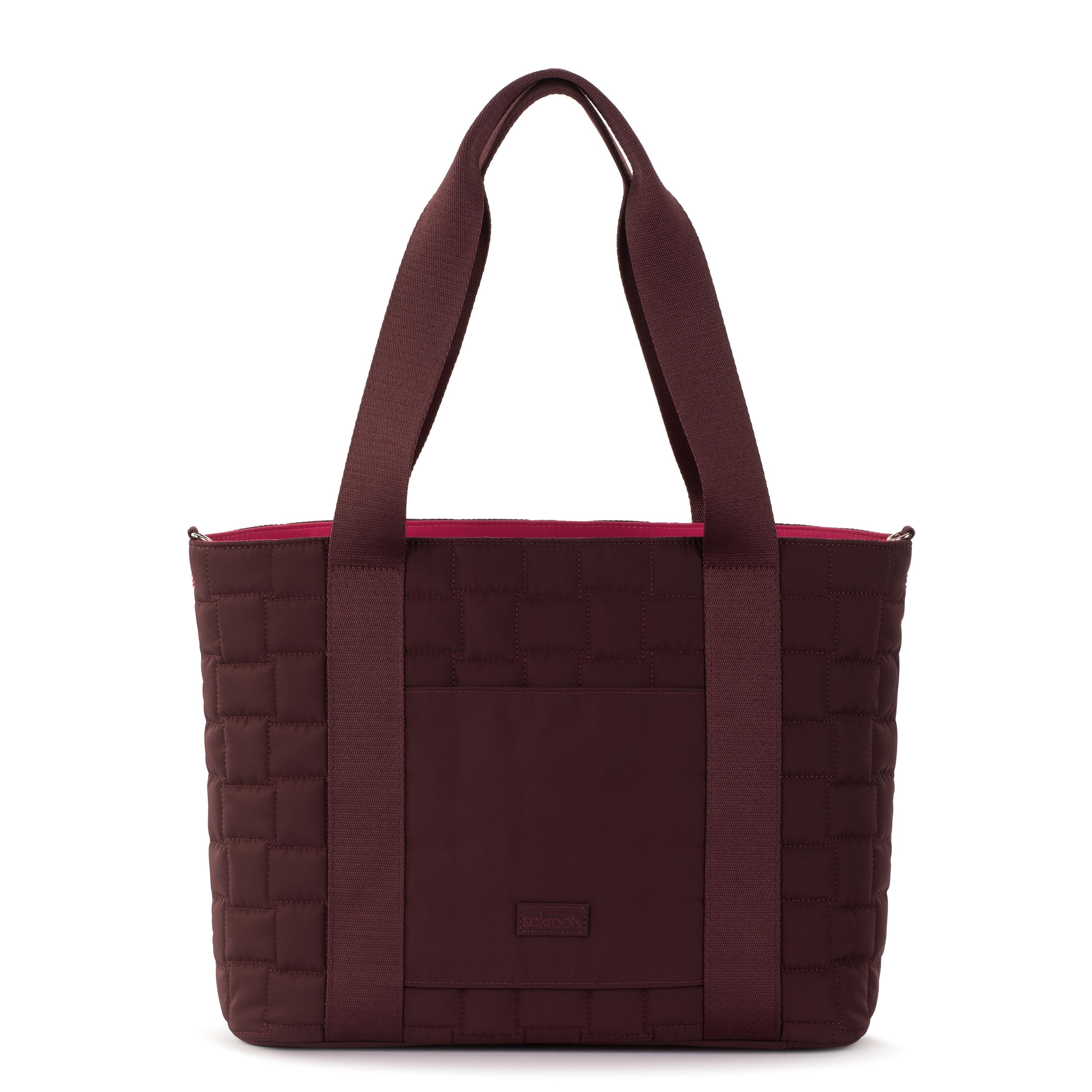The Sak Arlo Large Tote - Ecotwill - Black Cherry Woven Quilted