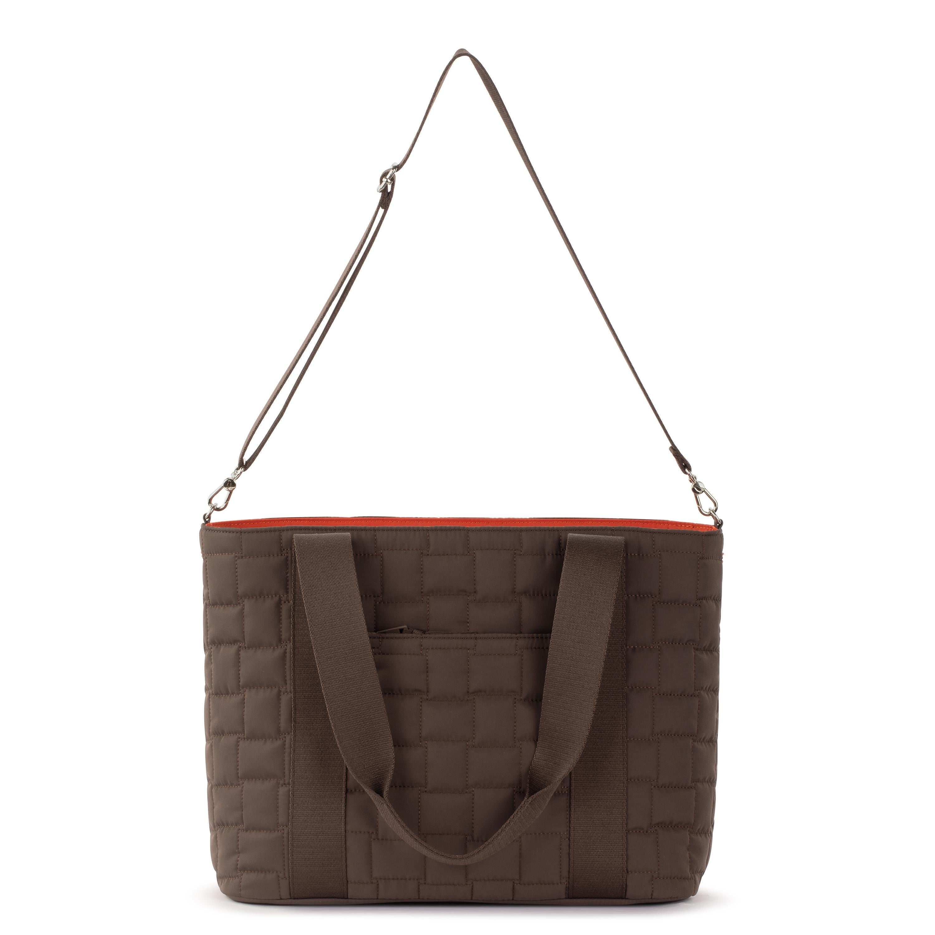 The Sak Arlo Large Tote - EcoTwill - Mahogany Woven Quilted