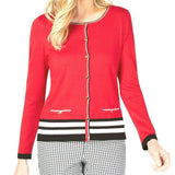 Karen Scott Women's Resort Stripe Hem Cardigan Red Size 2 Extra Large