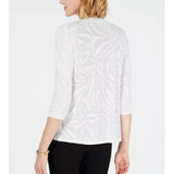 JM Collection Women's Open Textured Flyaway Cardigan White Size Medium
