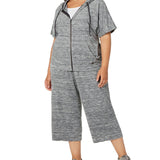 Ideology Women's Plus Cropped Hoodie Grey Size XX-Large