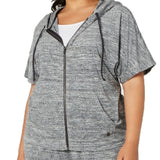 Ideology Women's Plus Cropped Hoodie Grey Size XX-Large