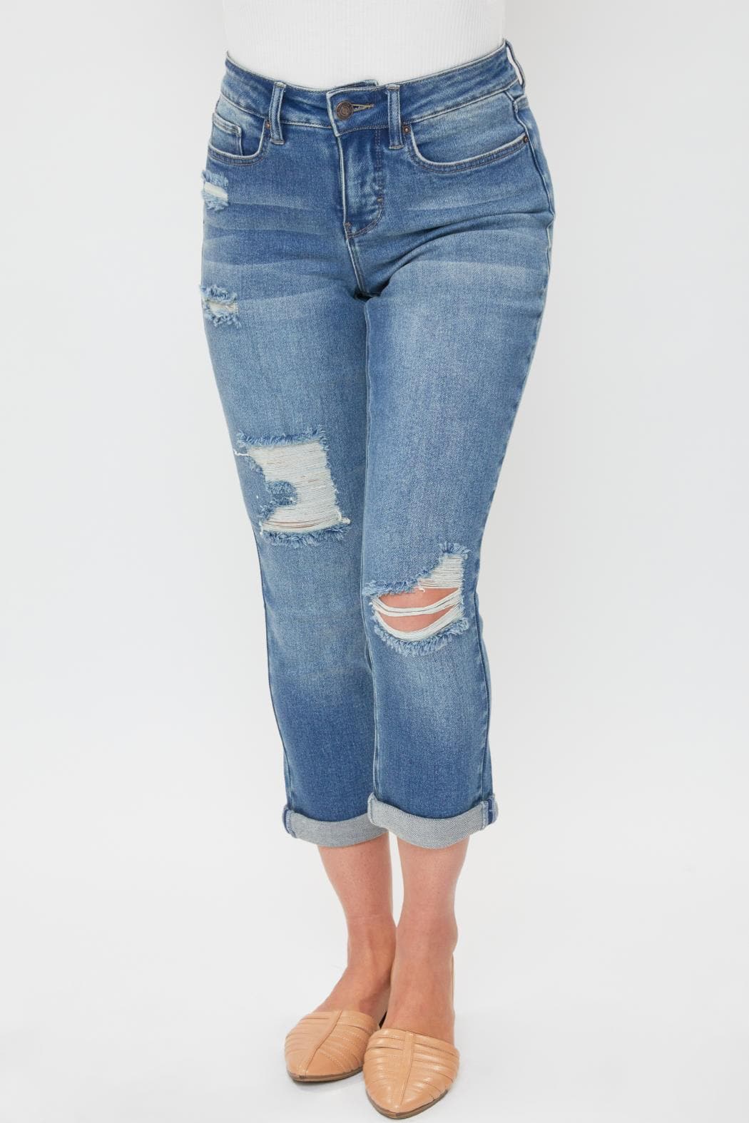 Women's Petite High Rise Vintage Slim Straight Cuff Jean
