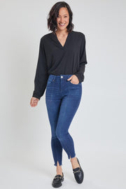 Women's High Rise Skinny Jean With Front Seam And Slit Detail