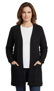 Women's Cable Knit Duster Sweater With Pockets Effortless Longline Cardigan For Everyday Warmth