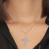 Open Lace Cross Pendant Necklace