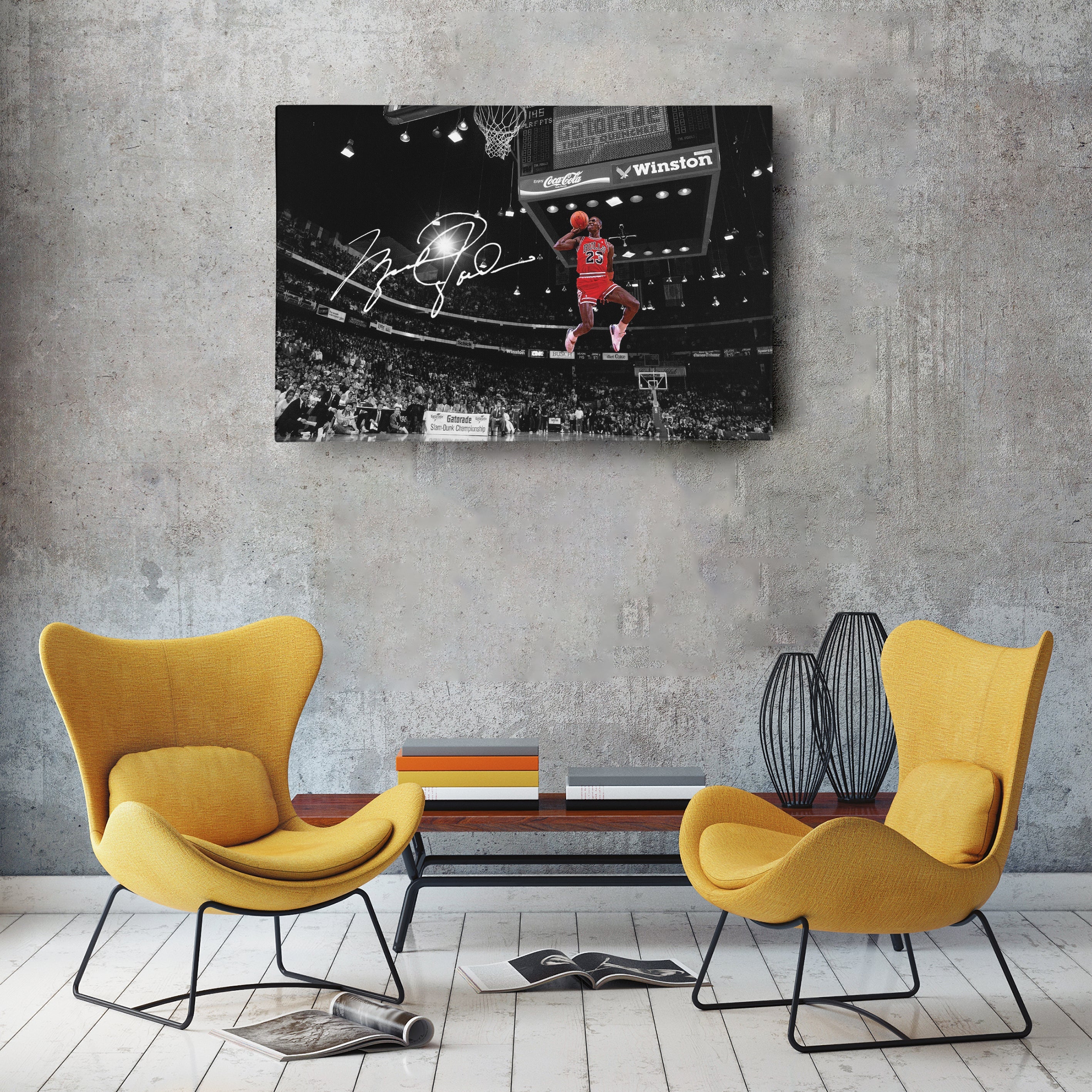Michael Jordan Autographed Canvas – Slam Dunk Chicago Bulls Wall Art