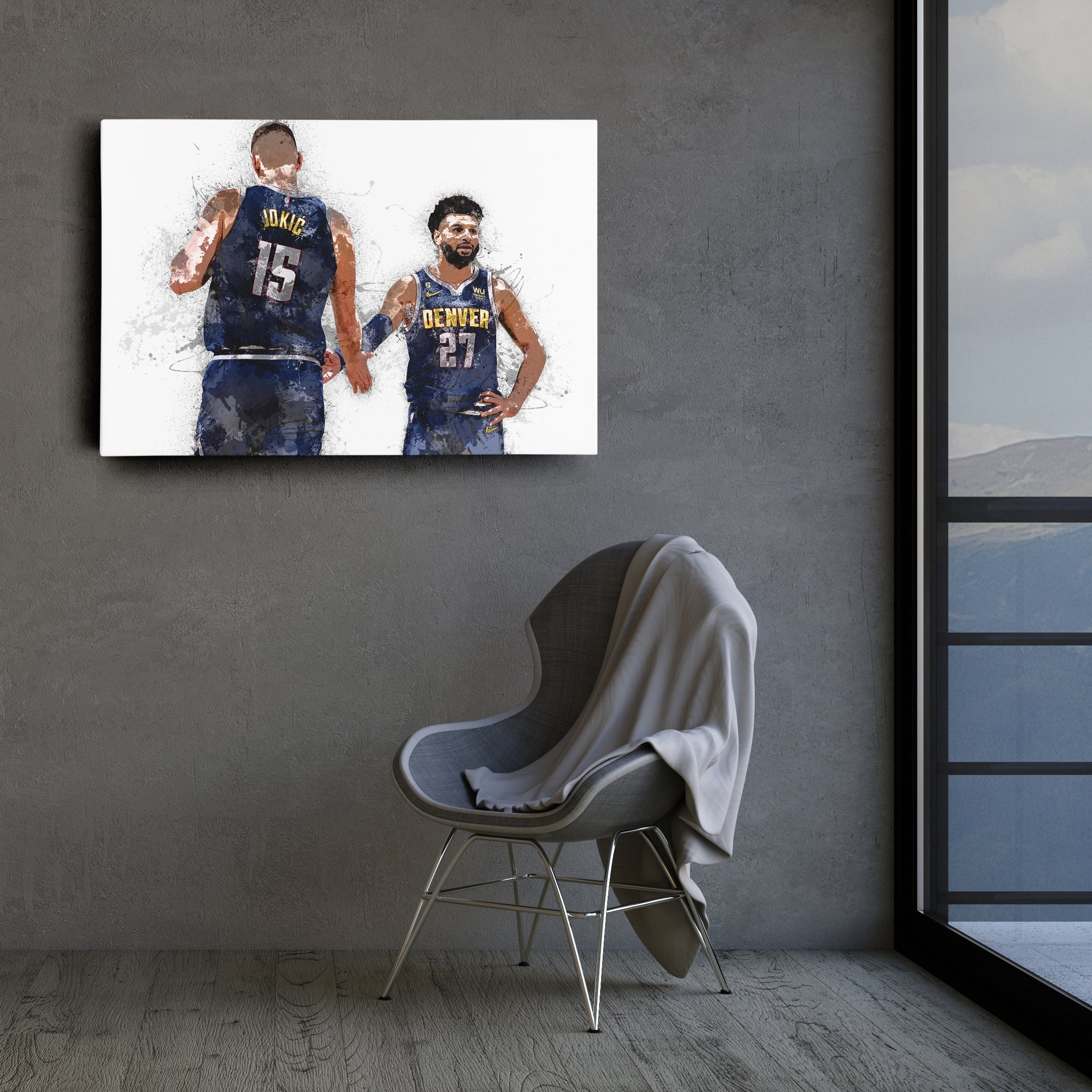 Nikola Jokic & Jamal Murray Canvas Art Denver Nuggets Wall Decor
