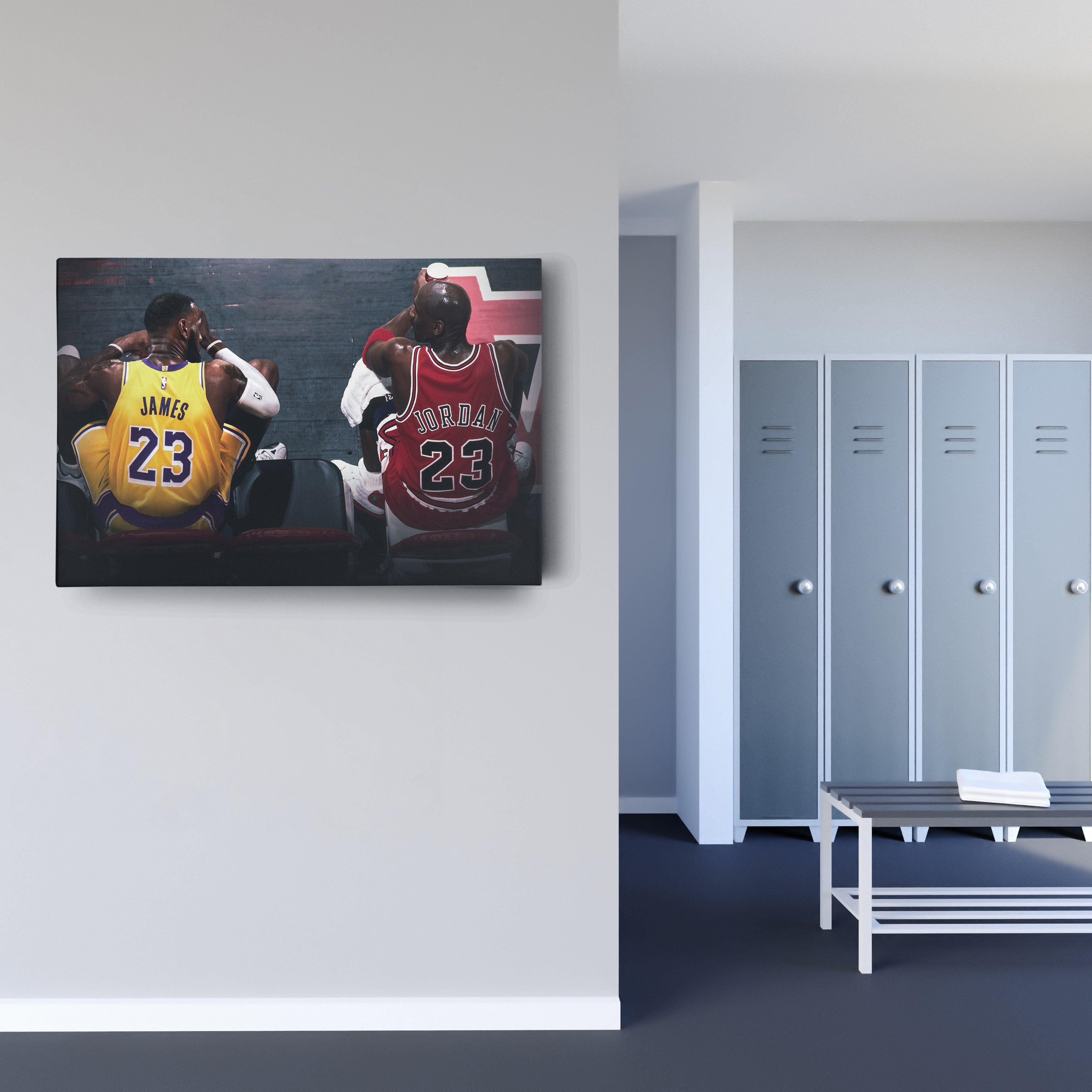 Michael Jordan & LeBron James Canvas Lakers vs Bulls Wall Art