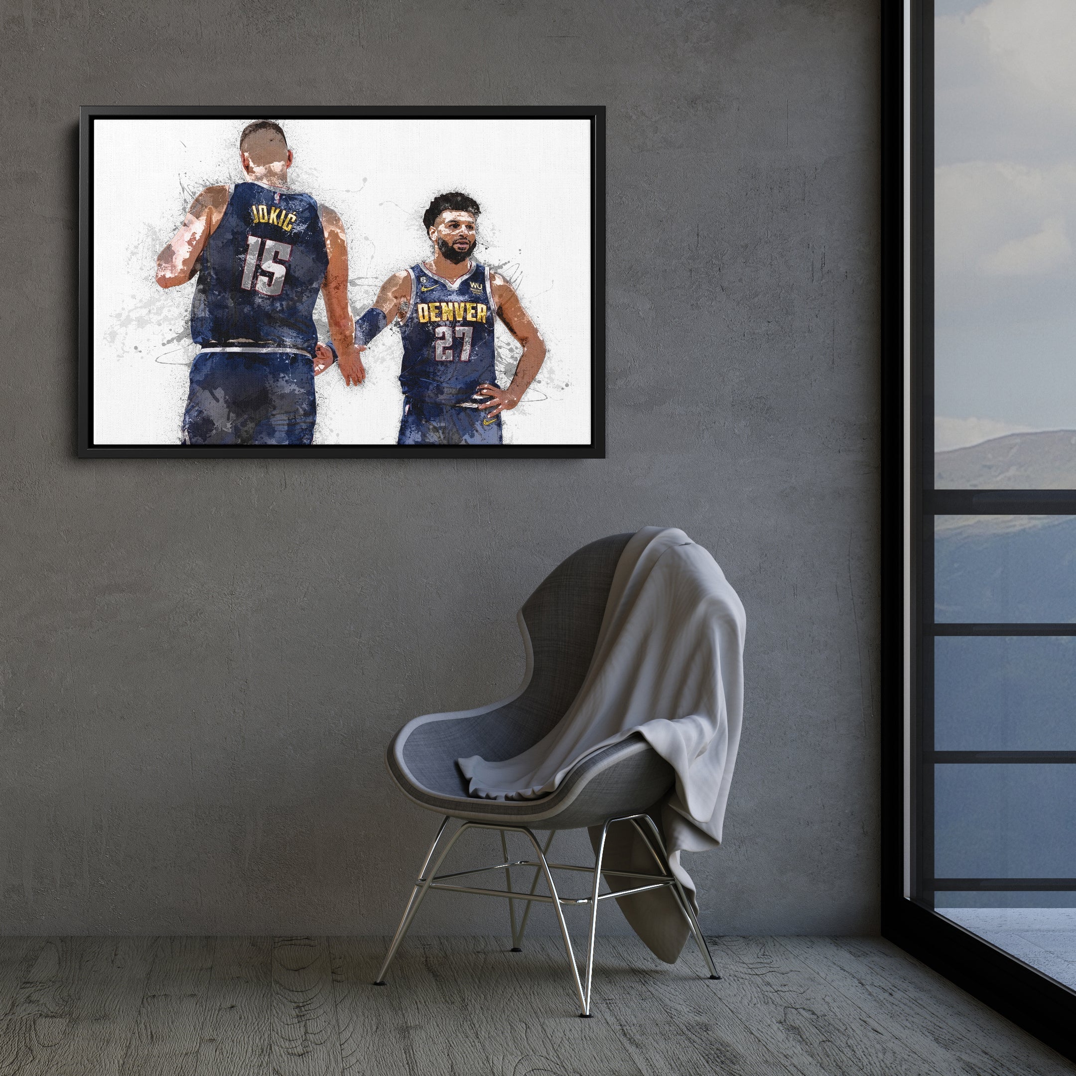 Nikola Jokic & Jamal Murray Canvas Art Denver Nuggets Wall Decor