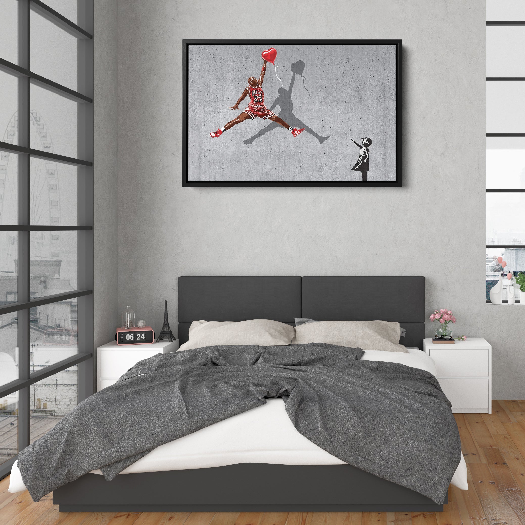 Michael Jordan Banksy Balloon Girl Canvas Art - Nba Street Art Decor