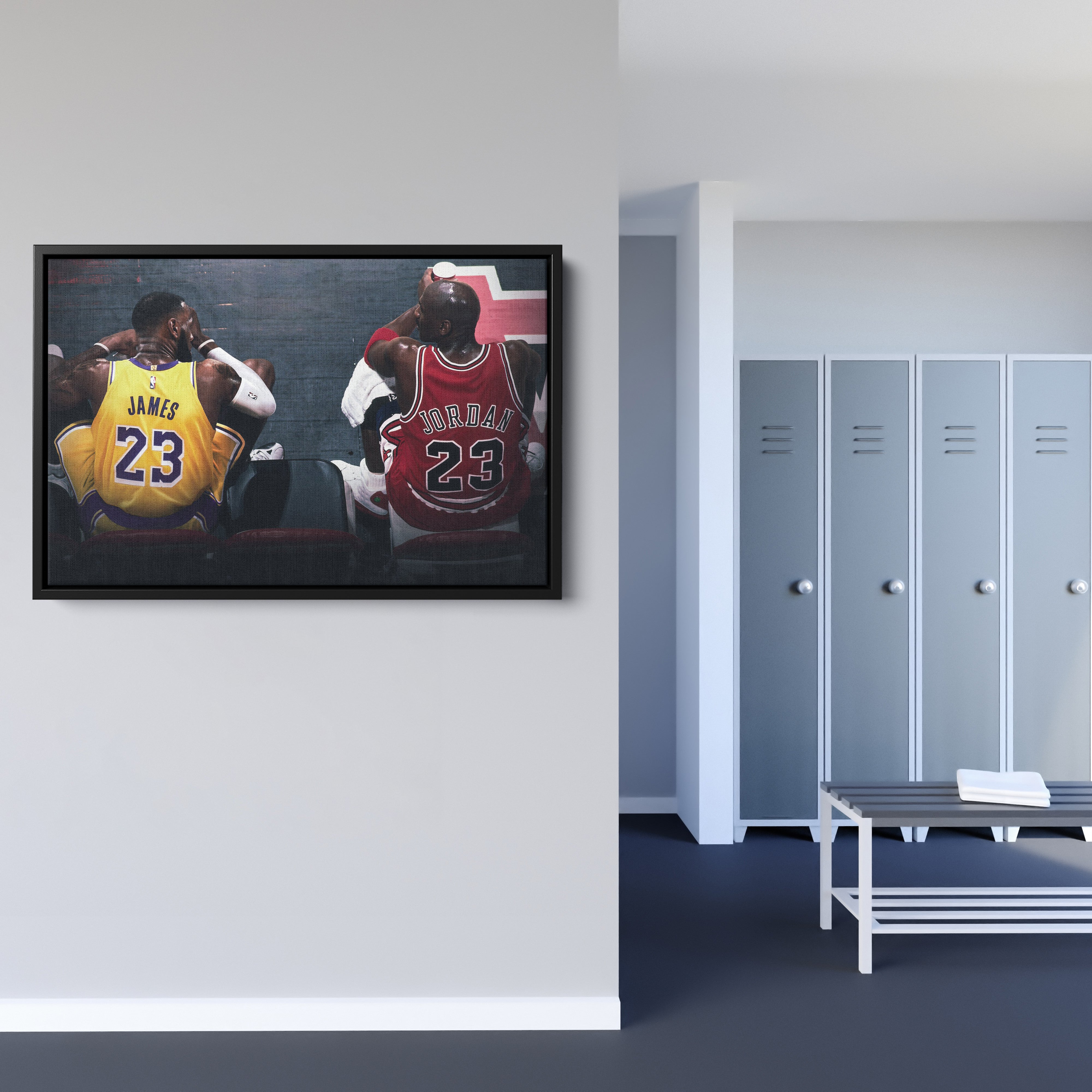 Michael Jordan & LeBron James Canvas Lakers vs Bulls Wall Art