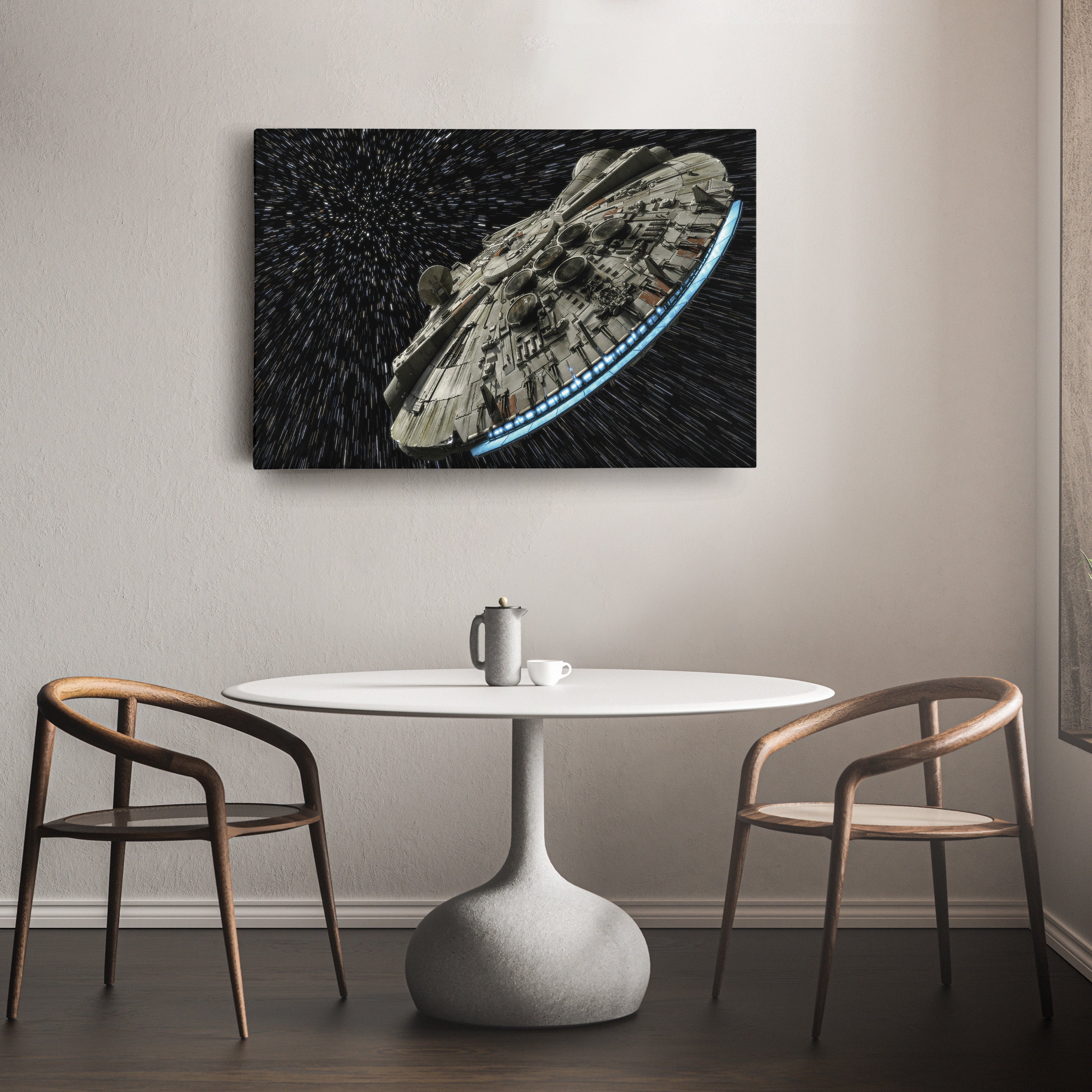Millennium Falcon Canvas Art - Star Wars Wall Decor Framed Print