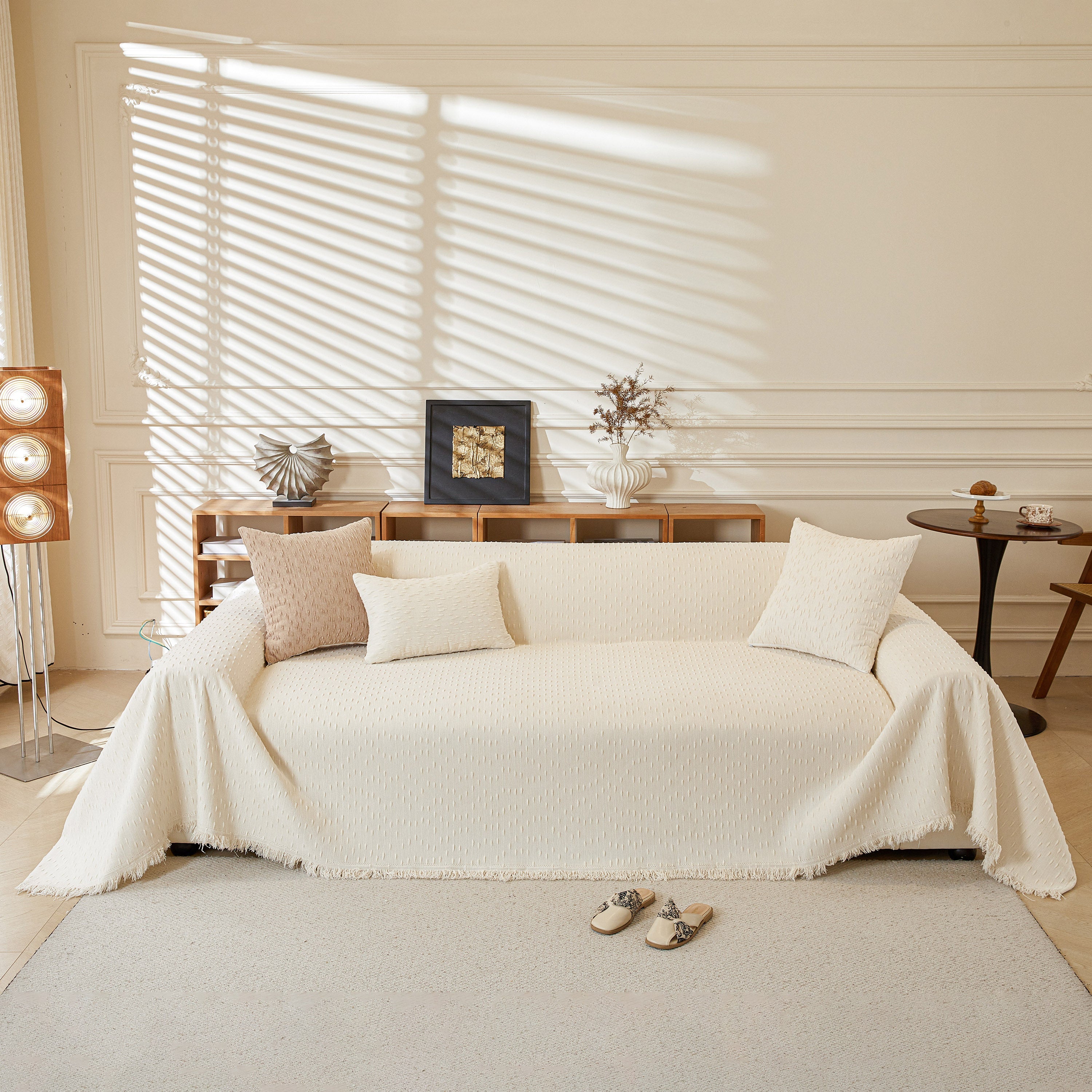 Textured Throw Blanket With 3d Dobby Weave, Minimalist Furniture Protector For Couch
