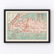 Vintage Long Island Road Map 1914