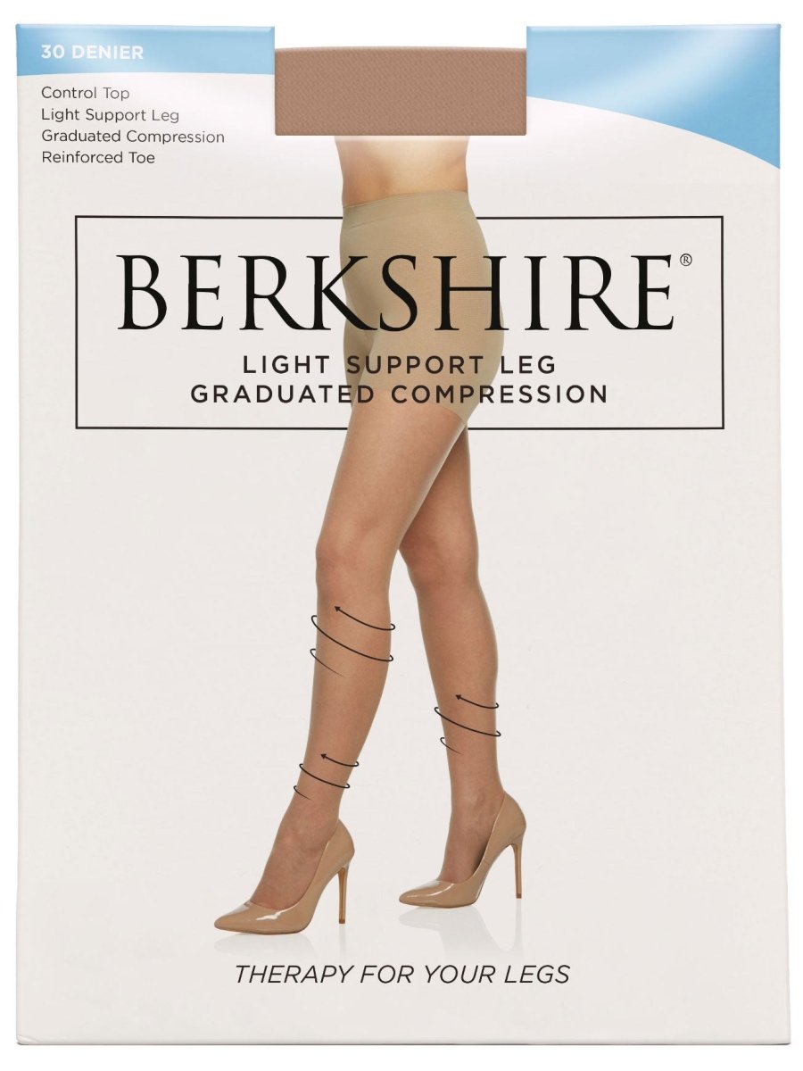 Silky Sheer Light Support Graduated Compression Leg Pantyhose With Reinforced Toe