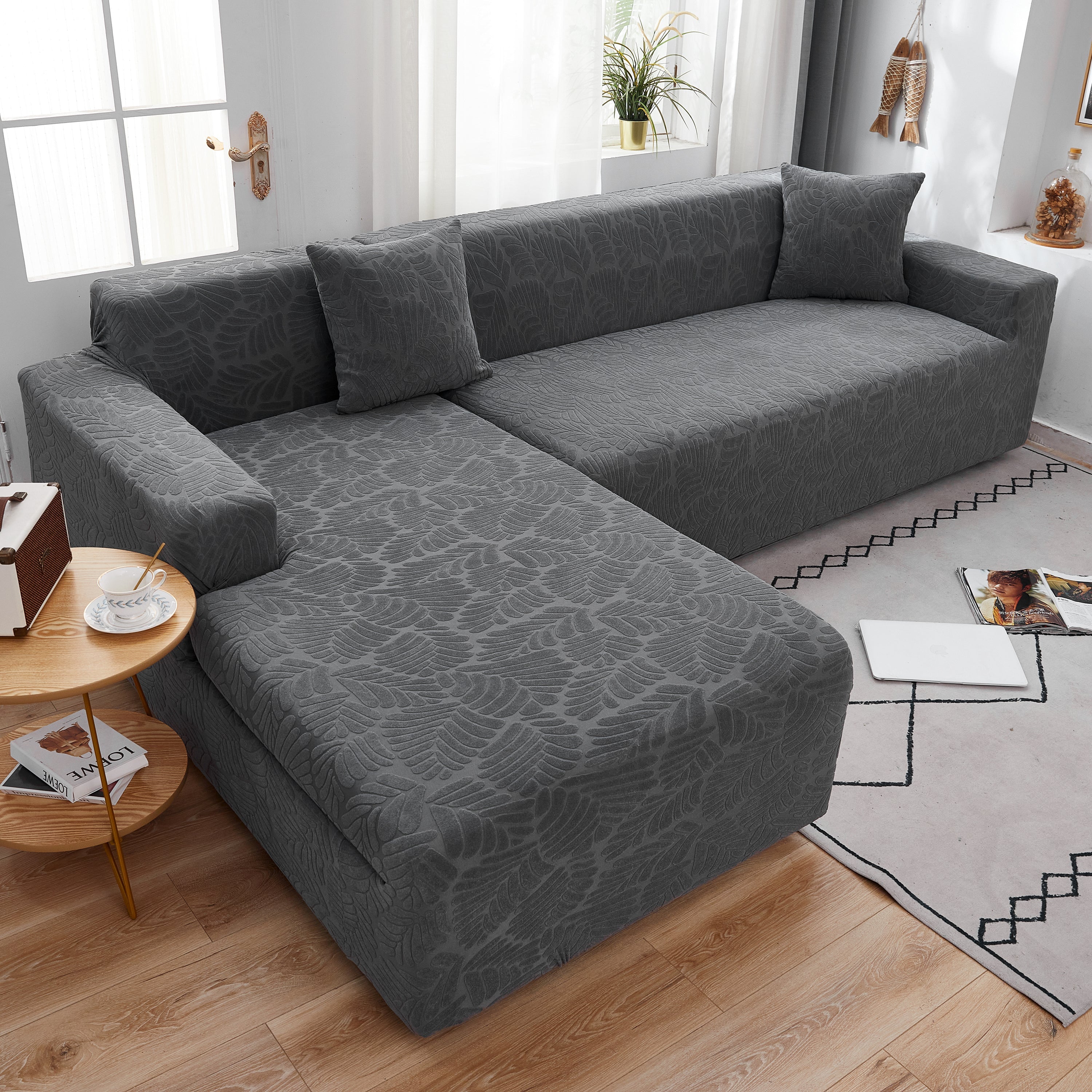 Stretch Couch Covers For 1/2/3/4/5 Seater L Shape Sofa Slipcovers With Elastic Bottom For Kids