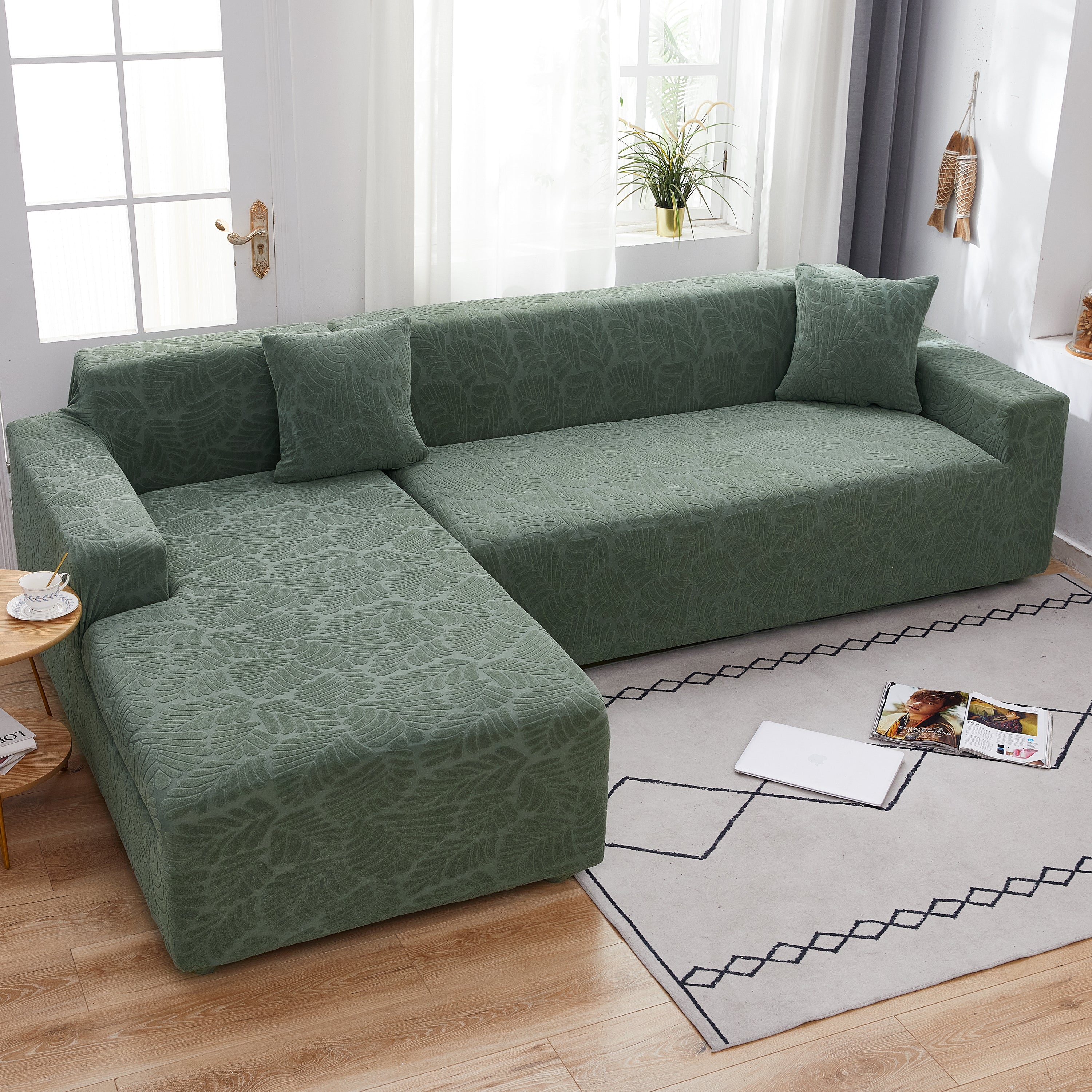 Stretch Couch Covers For 1/2/3/4/5 Seater L Shape Sofa Slipcovers With Elastic Bottom For Kids