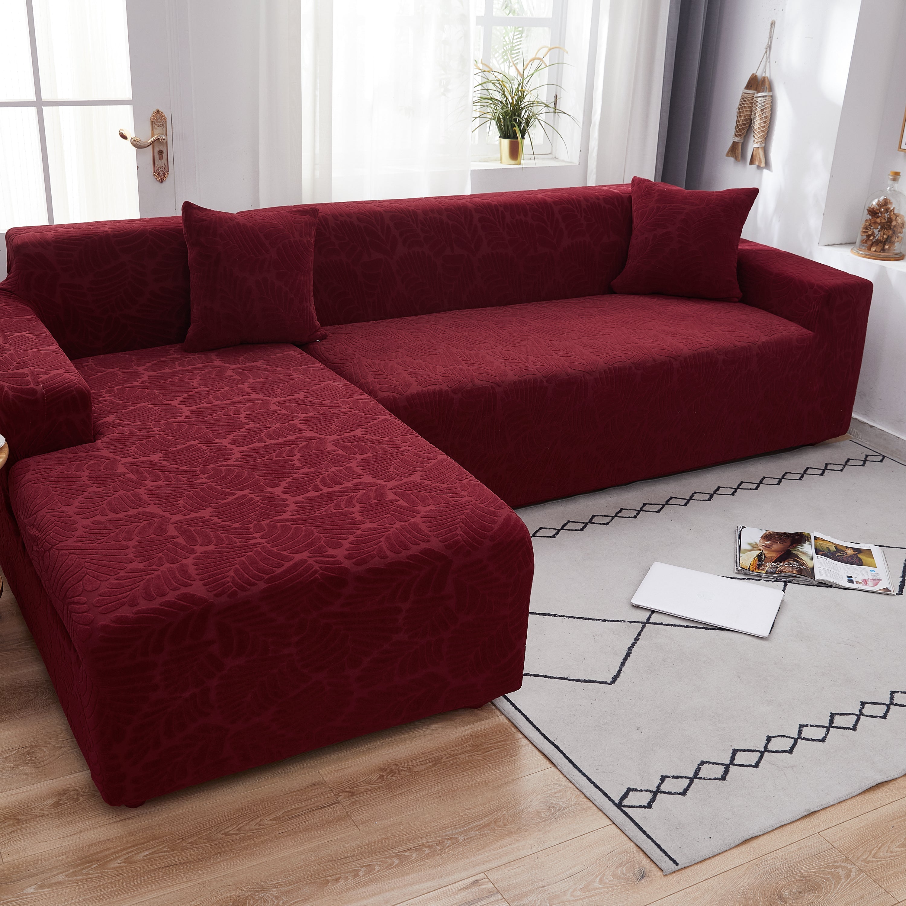 Stretch Couch Covers For 1/2/3/4/5 Seater L Shape Sofa Slipcovers With Elastic Bottom For Kids