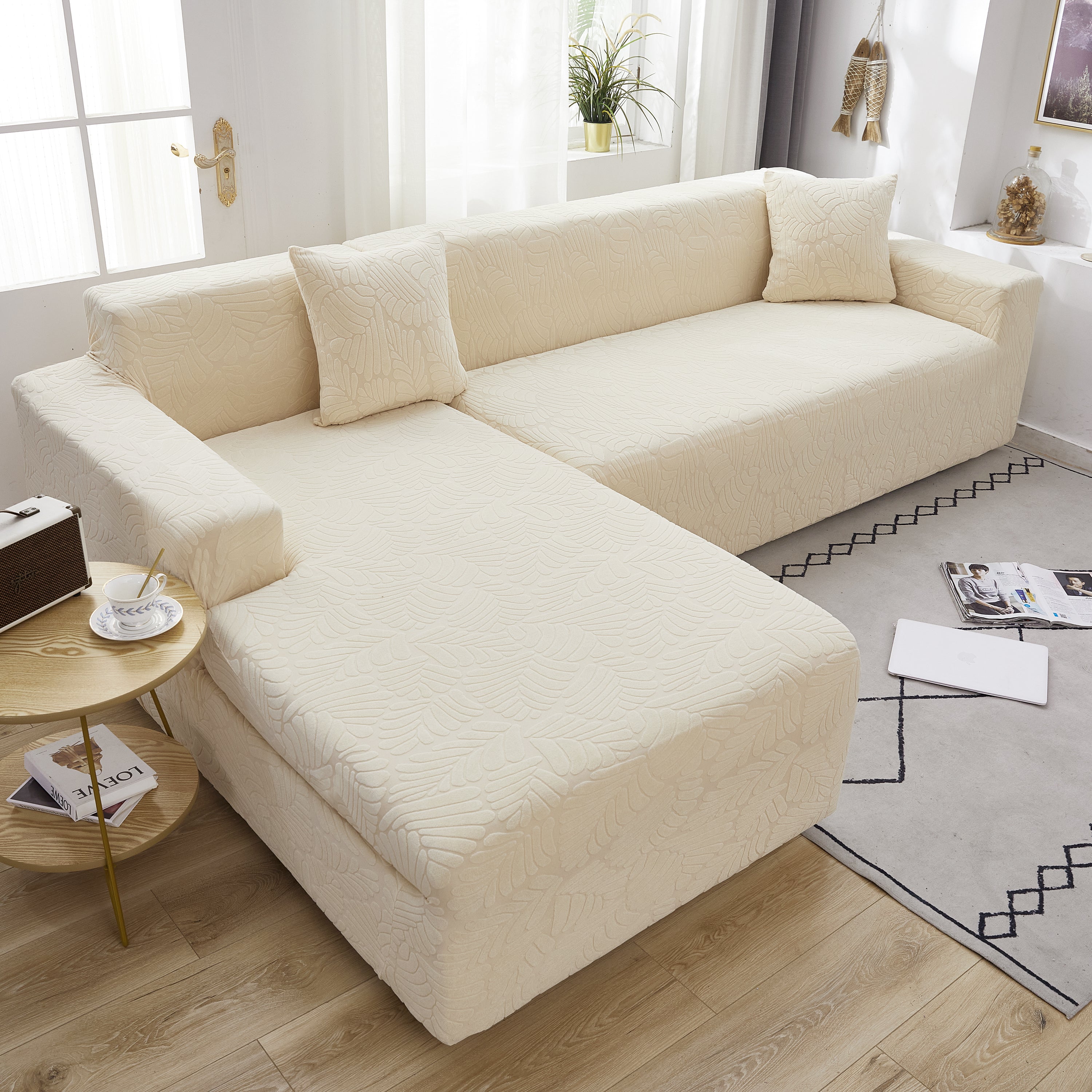 Stretch Couch Covers For 1/2/3/4/5 Seater L Shape Sofa Slipcovers With Elastic Bottom For Kids