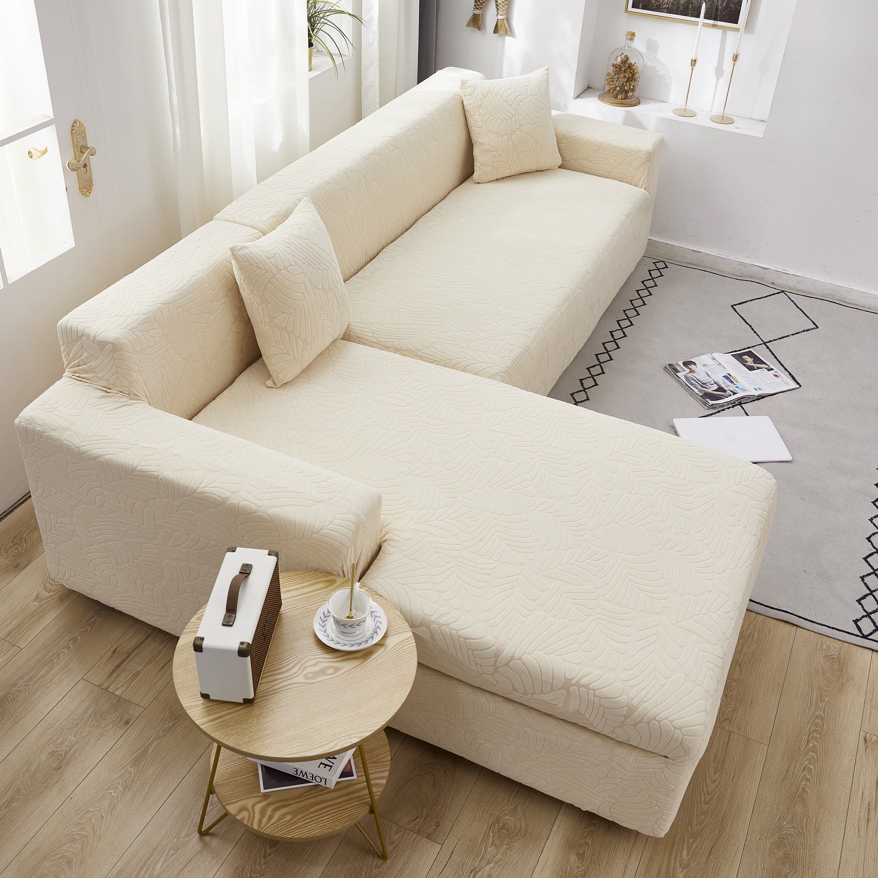 Stretch Couch Covers For 1/2/3/4/5 Seater L Shape Sofa Slipcovers With Elastic Bottom For Kids