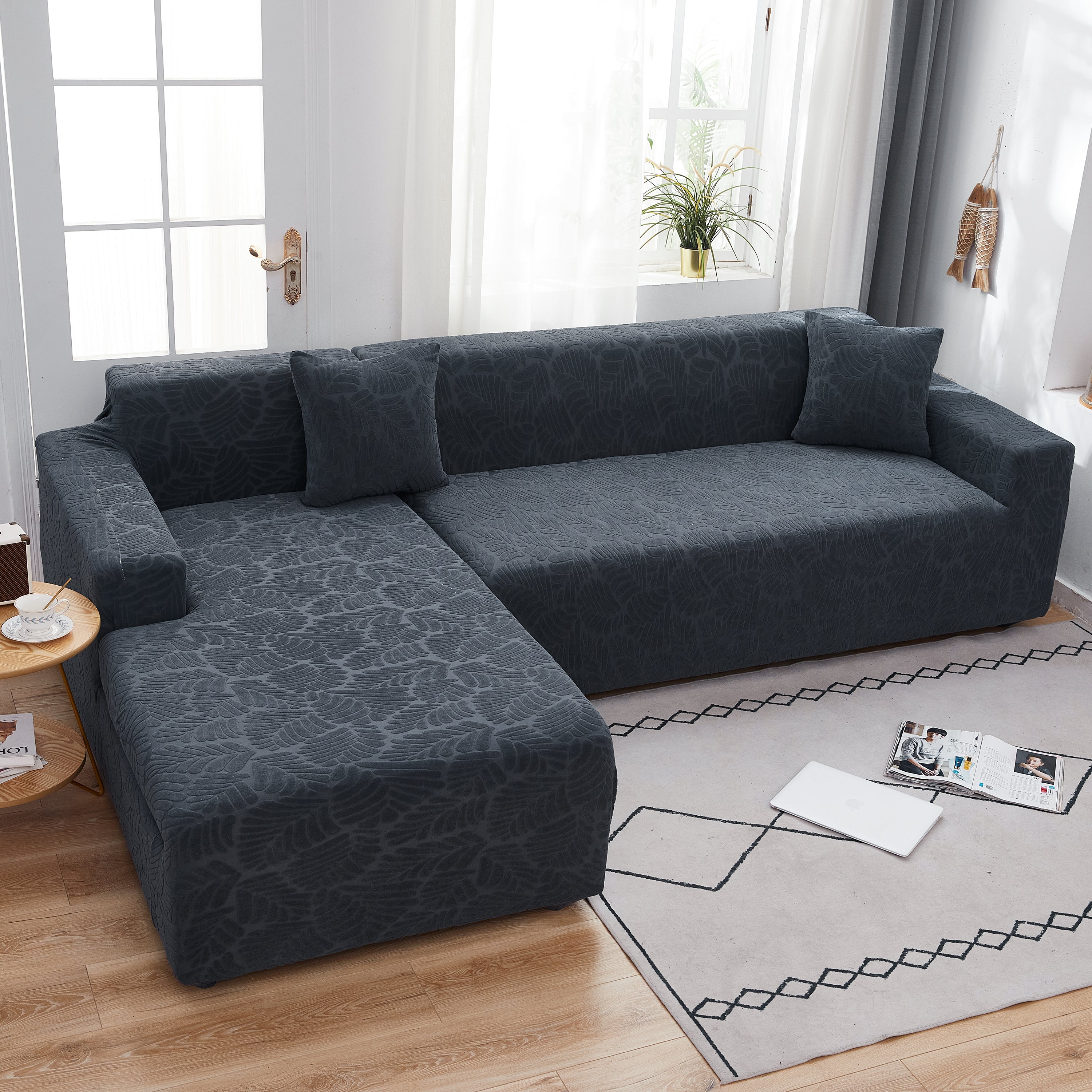 Stretch Couch Covers For 1/2/3/4/5 Seater L Shape Sofa Slipcovers With Elastic Bottom For Kids
