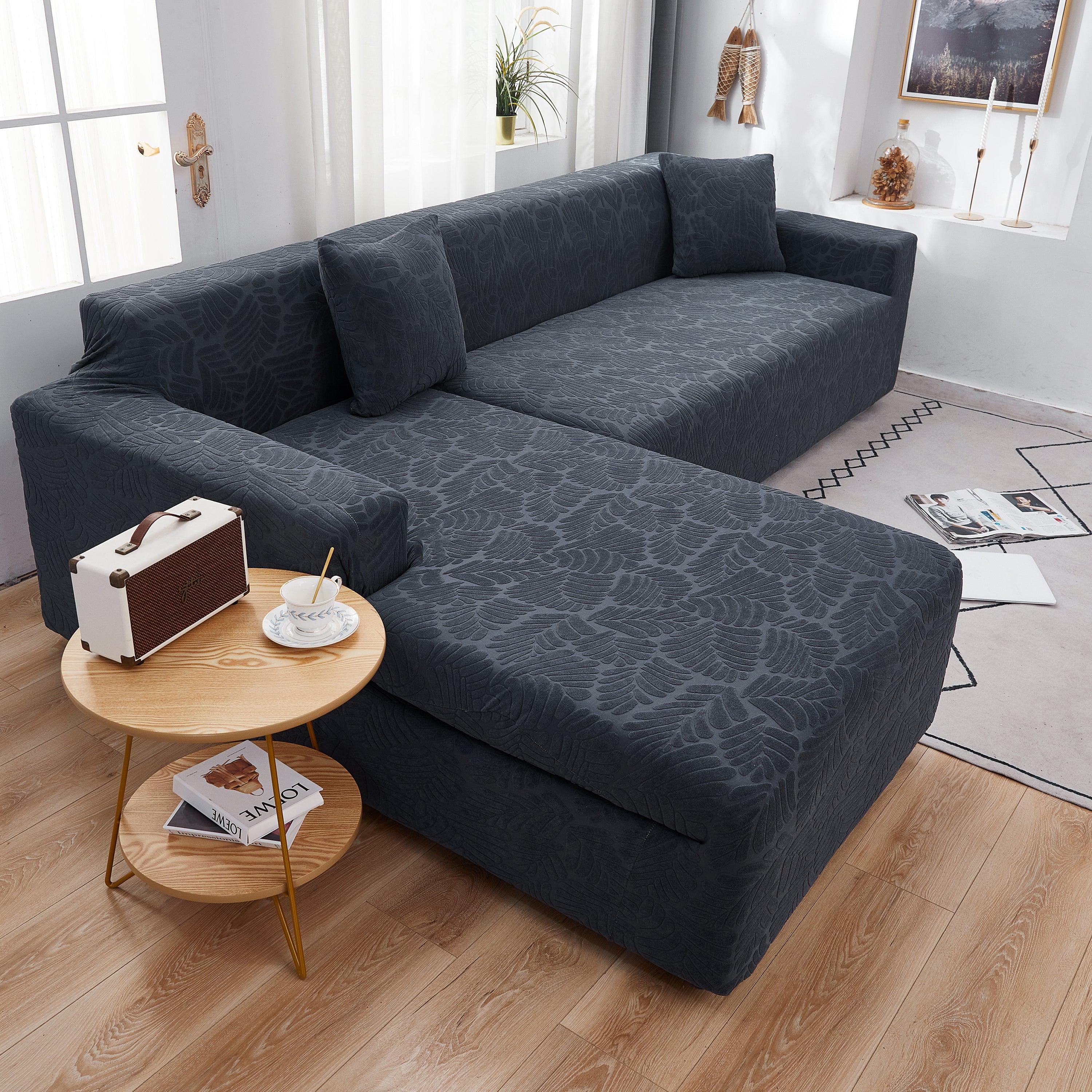 Stretch Couch Covers For 1/2/3/4/5 Seater L Shape Sofa Slipcovers With Elastic Bottom For Kids