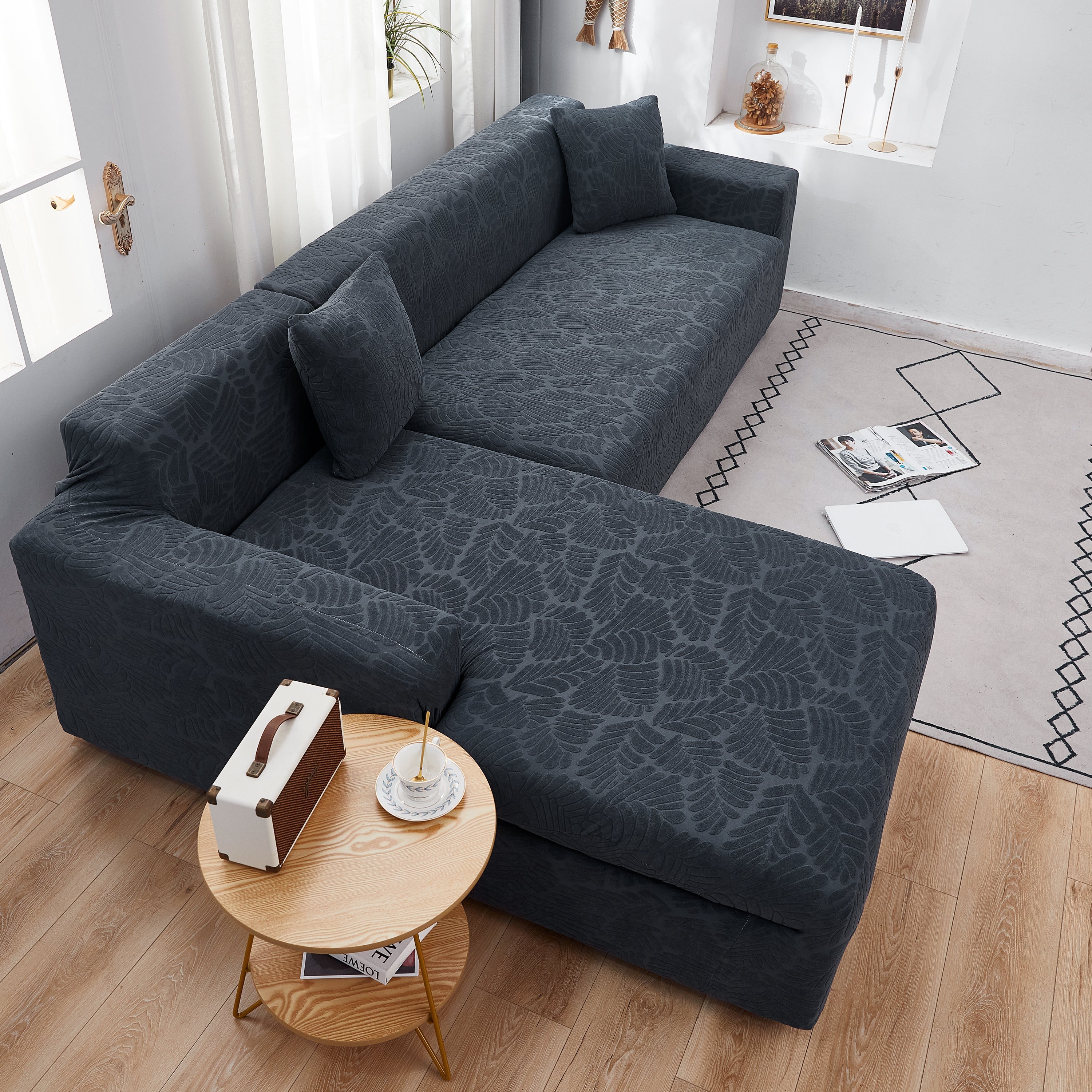Stretch Couch Covers For 1/2/3/4/5 Seater L Shape Sofa Slipcovers With Elastic Bottom For Kids