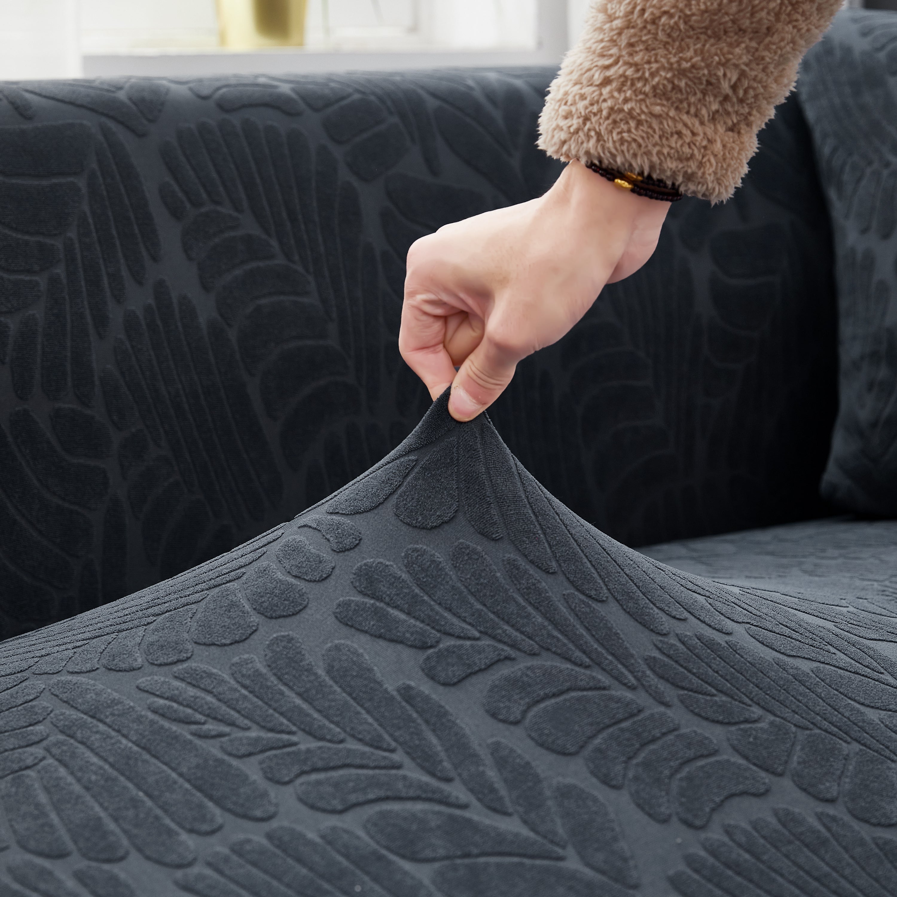 Stretch Couch Covers For 1/2/3/4/5 Seater L Shape Sofa Slipcovers With Elastic Bottom For Kids