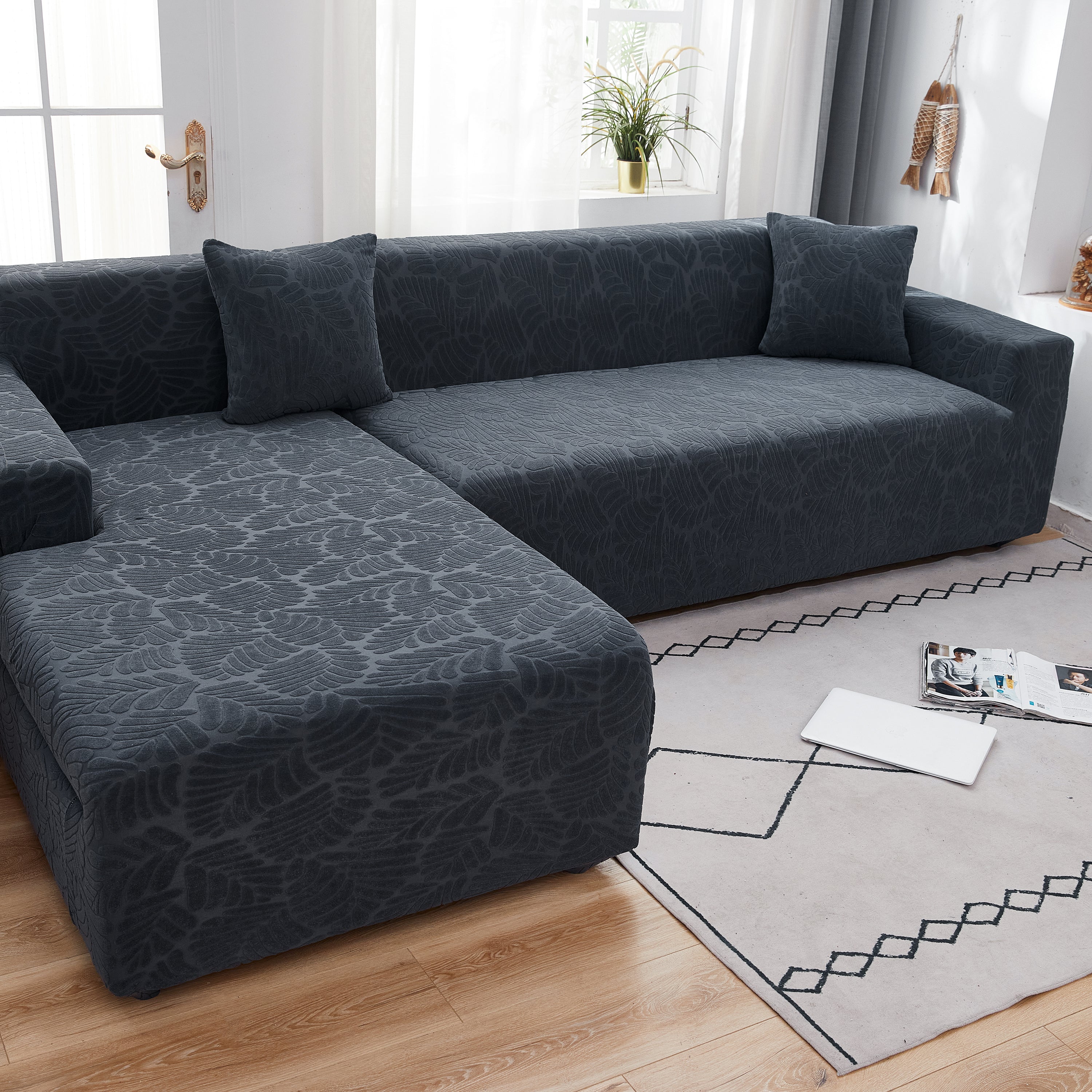Stretch Couch Covers For 1/2/3/4/5 Seater L Shape Sofa Slipcovers With Elastic Bottom For Kids