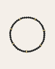14k Gold Black Onyx Segment Bead Bracelet