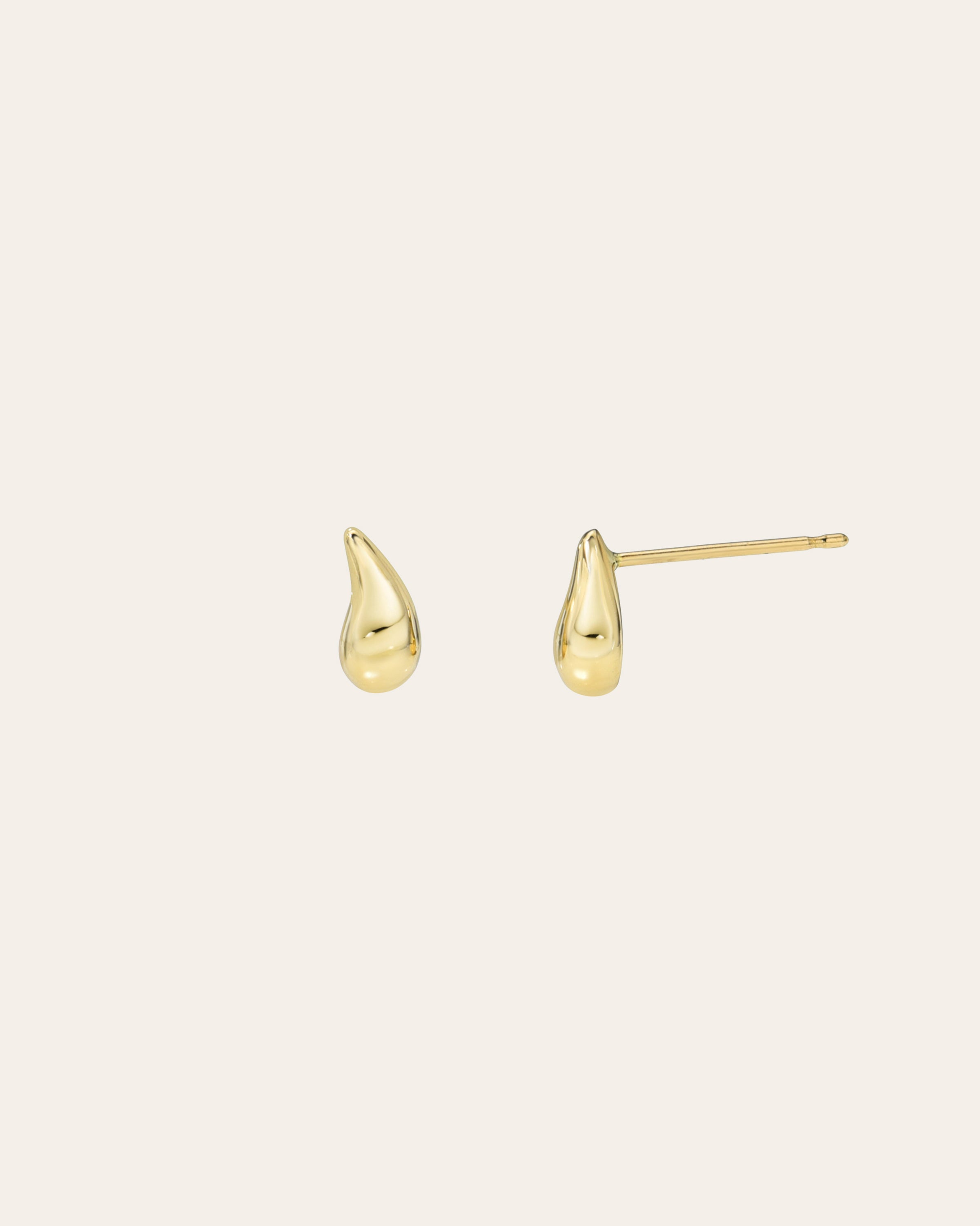 14k Gold Mini Teardrop Stud Earrings
