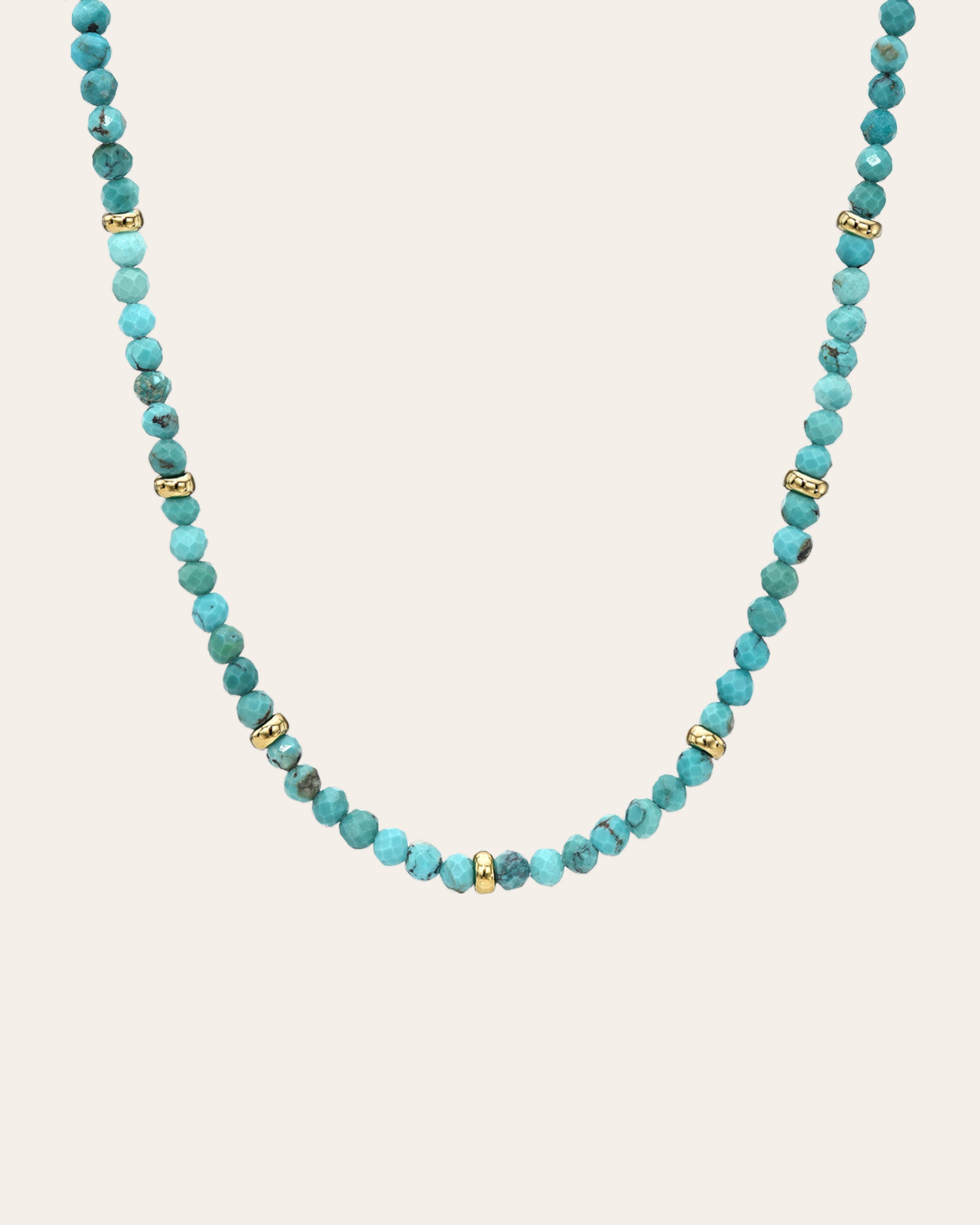 14k Gold Turquoise Segment Bead Necklace