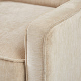 Upholstered Swivel Chair with Curved Armrest and Metal Base