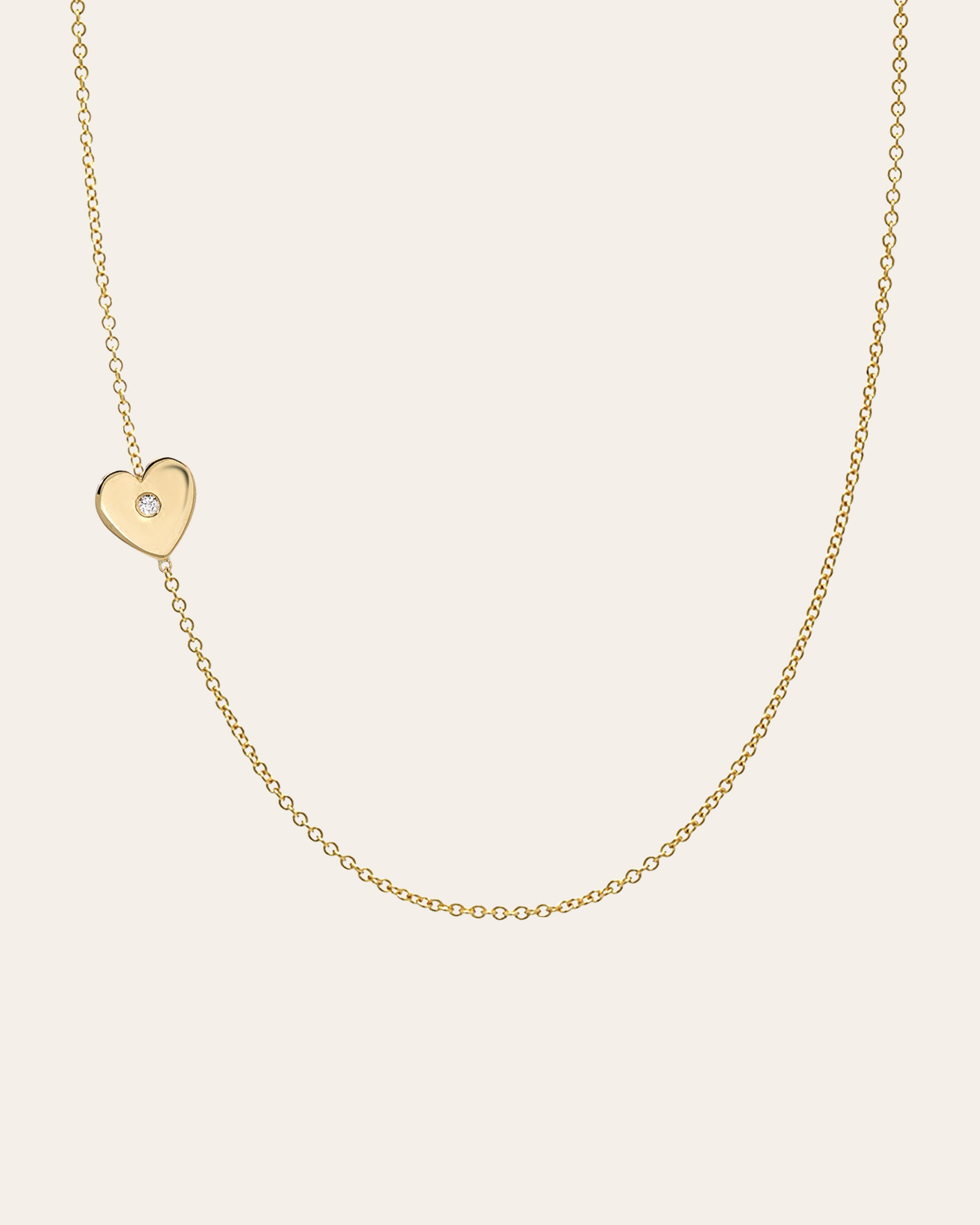 14k Gold Diamond Heart Asymmetrical Necklace (Final Sale)