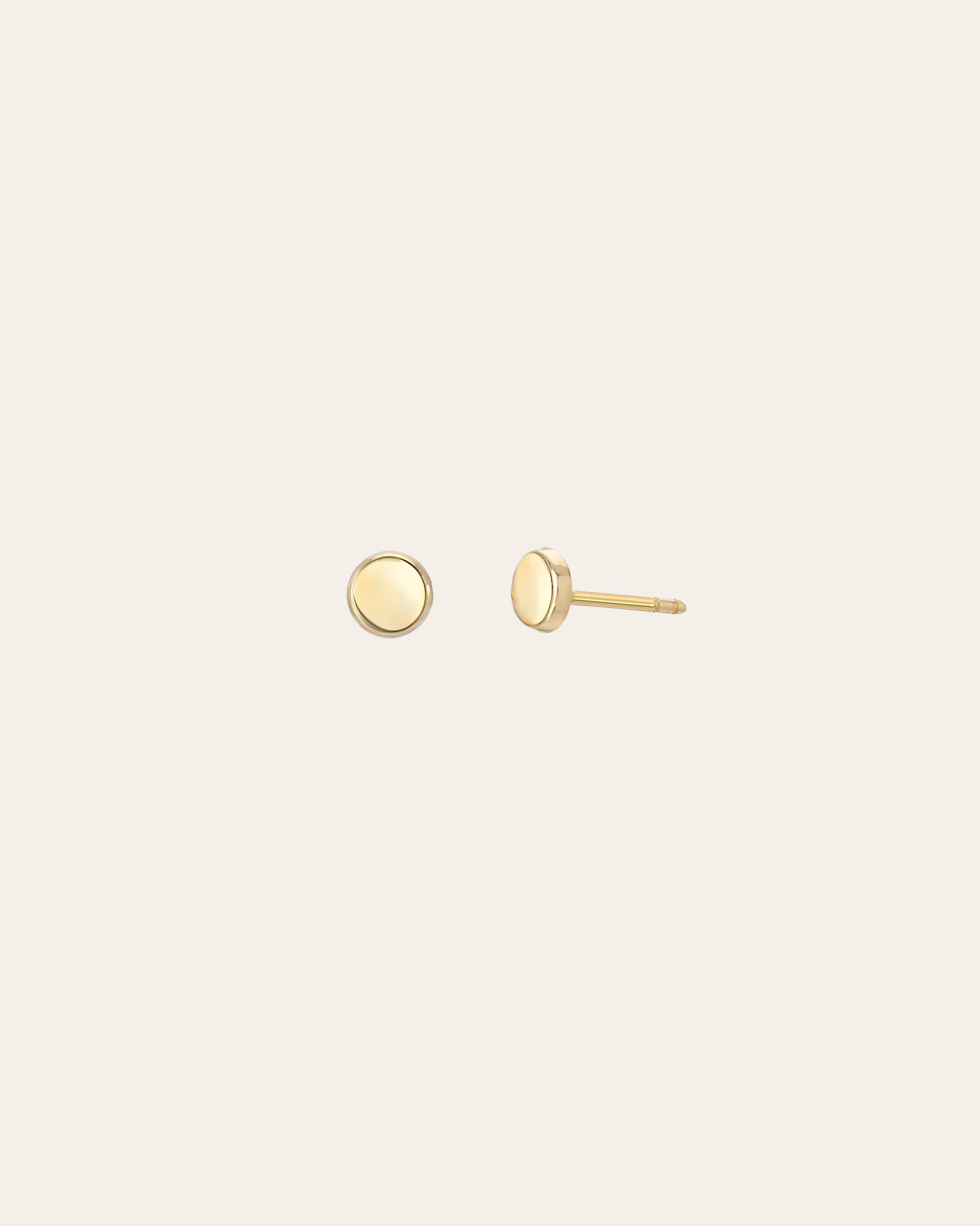 14k Gold Small Disc Stud Earrings