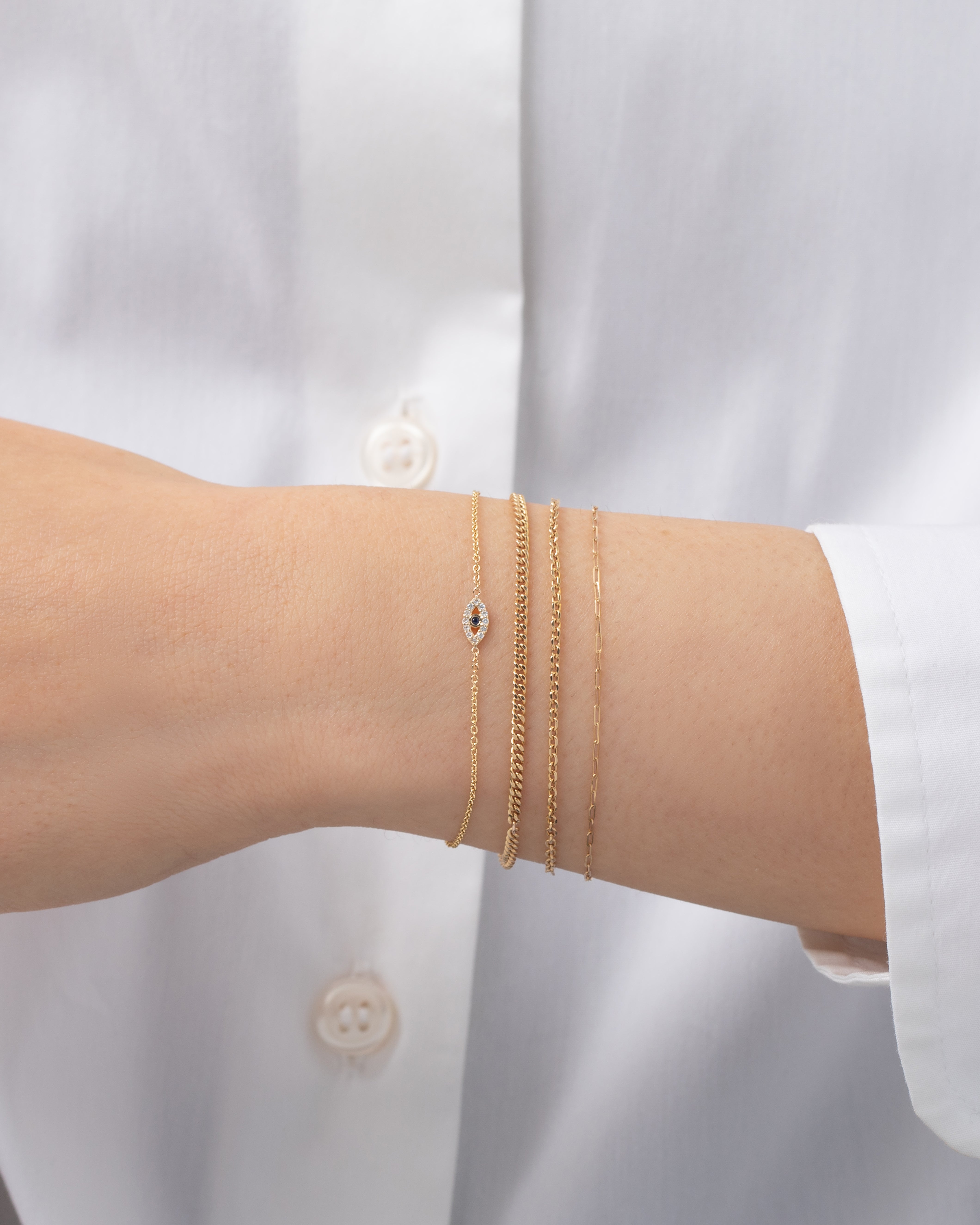 Zoe Lev Tiny Evil Eye with Diamonds Bracelet