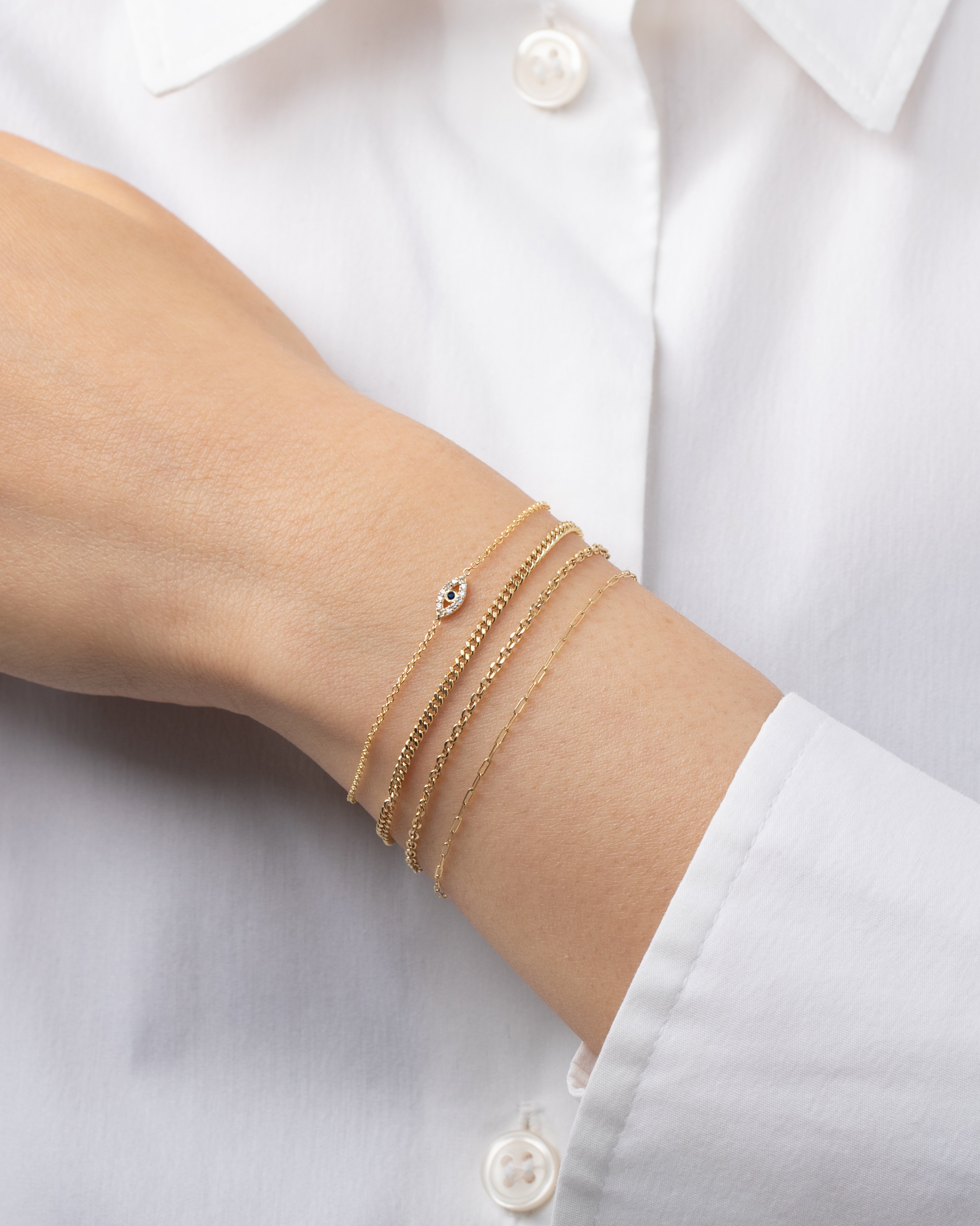 Zoe Lev Tiny Evil Eye with Diamonds Bracelet