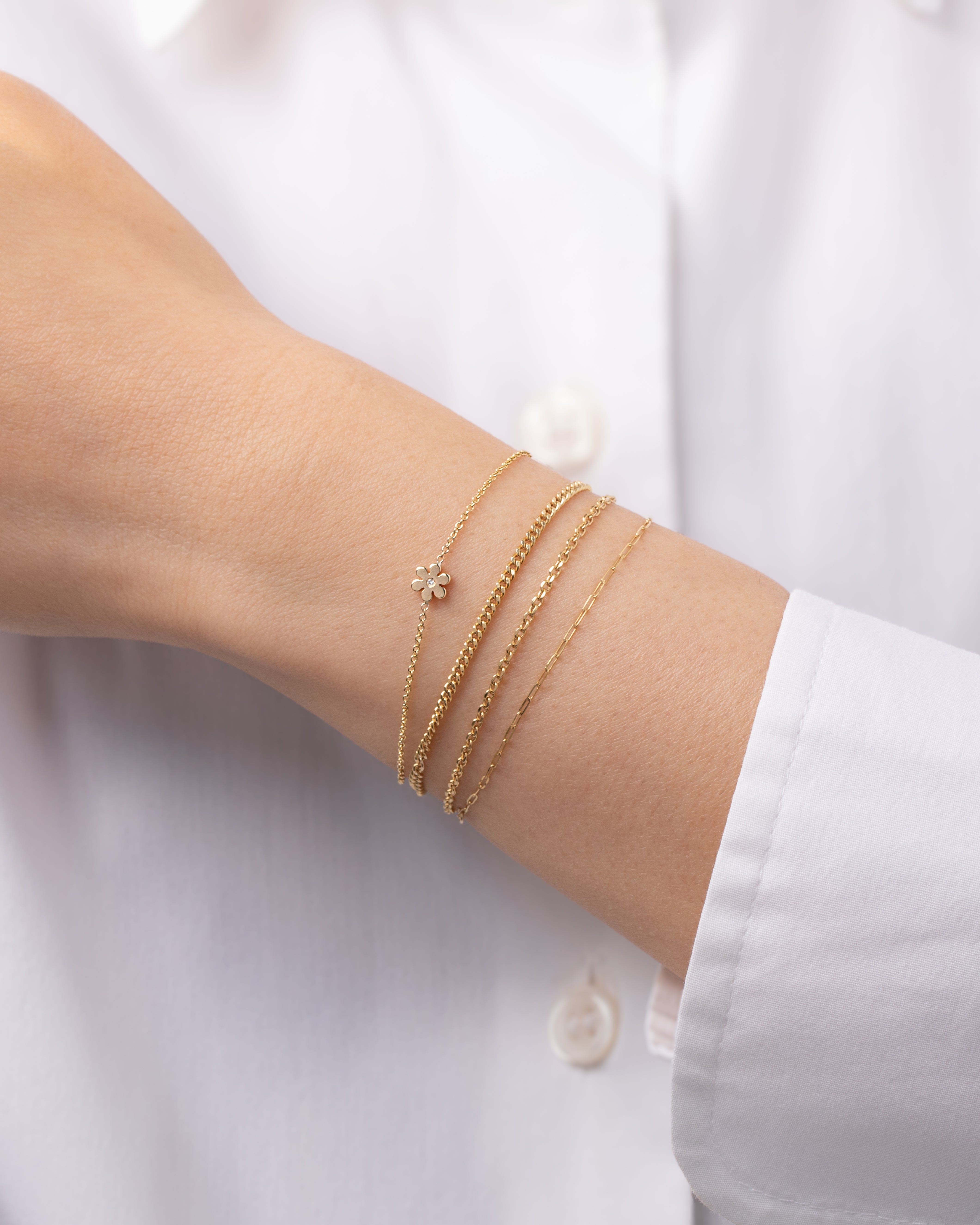 Zoe Lev Tiny Flower Bracelet with Diamond