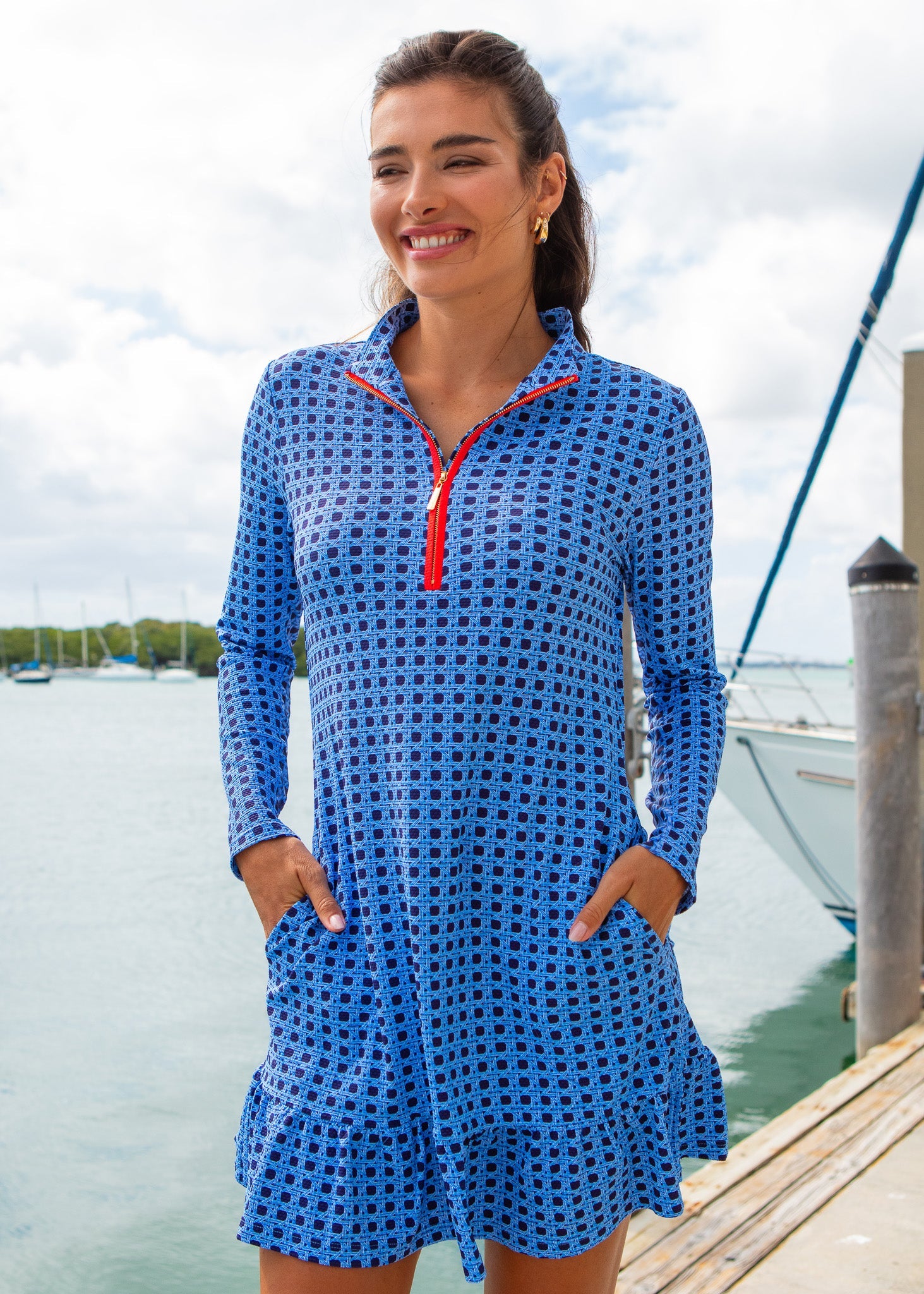 Heritage Long Sleeve Ruffle Sport Dress