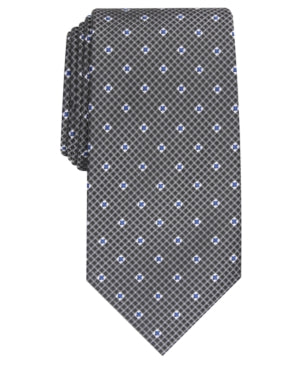 Perry Ellis Mens Gray Floral Classic Neck Tie