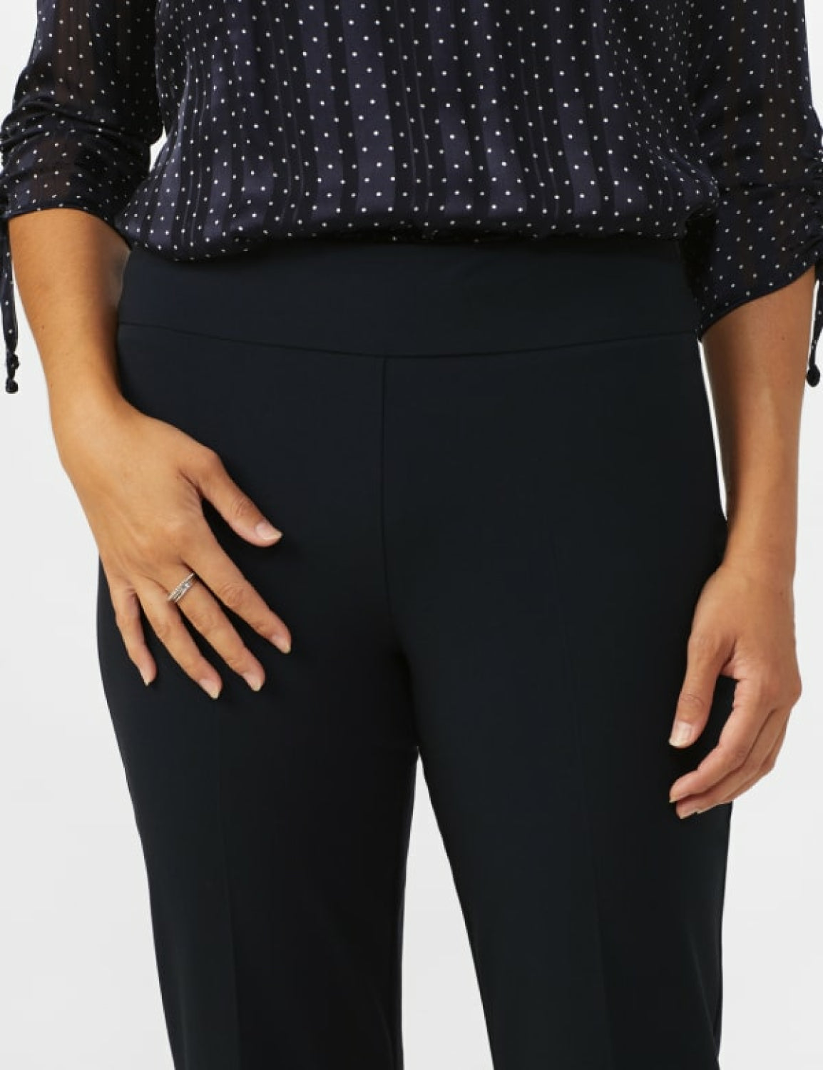 Pus Size Black Secret Agent Tummy Control Pants Pocket Rivets