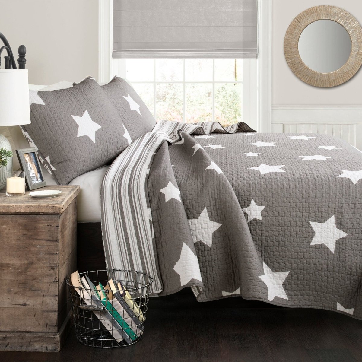 Star Reversible 2 Piece Quilt Set Twin Size