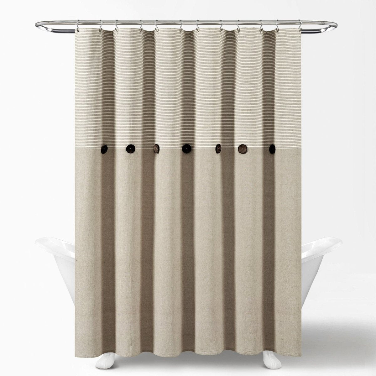 Farmhouse Button Stripe Yarn Dyed Shower Curtain